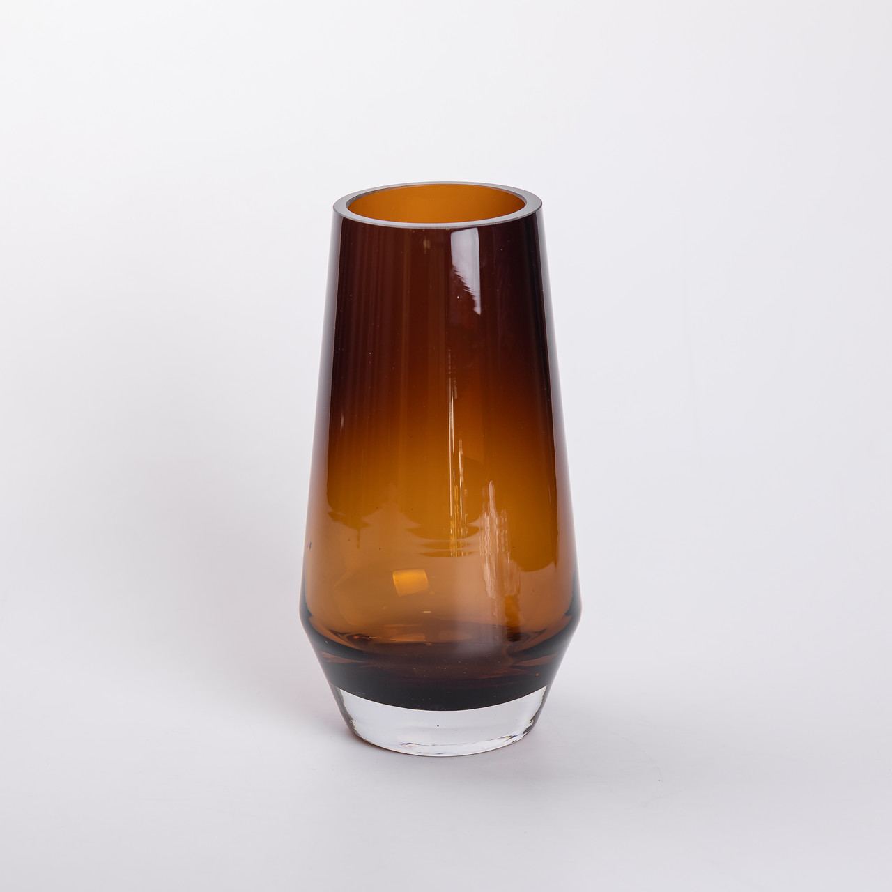 Ваза для квітів скляна 26 см скляна з кольорового скла 2.2 л Коричнева