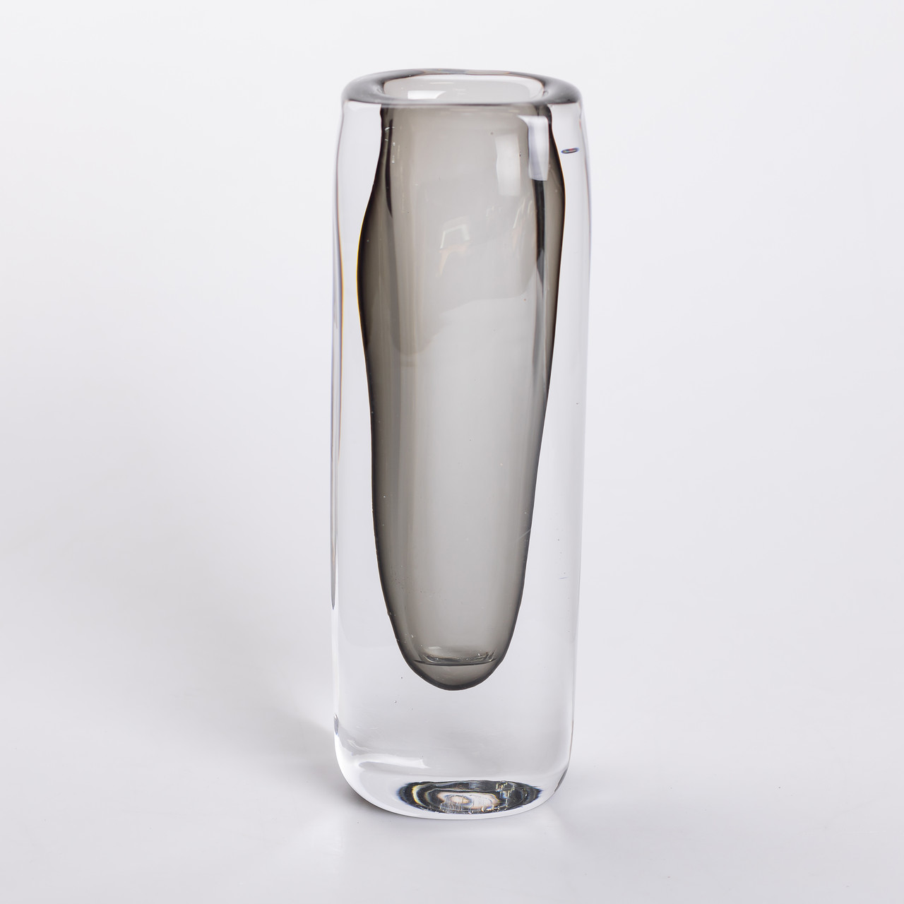 Ваза скляна прозора 7.7х5.5х24.5 см для квітів декоративна 200 мл Сіра