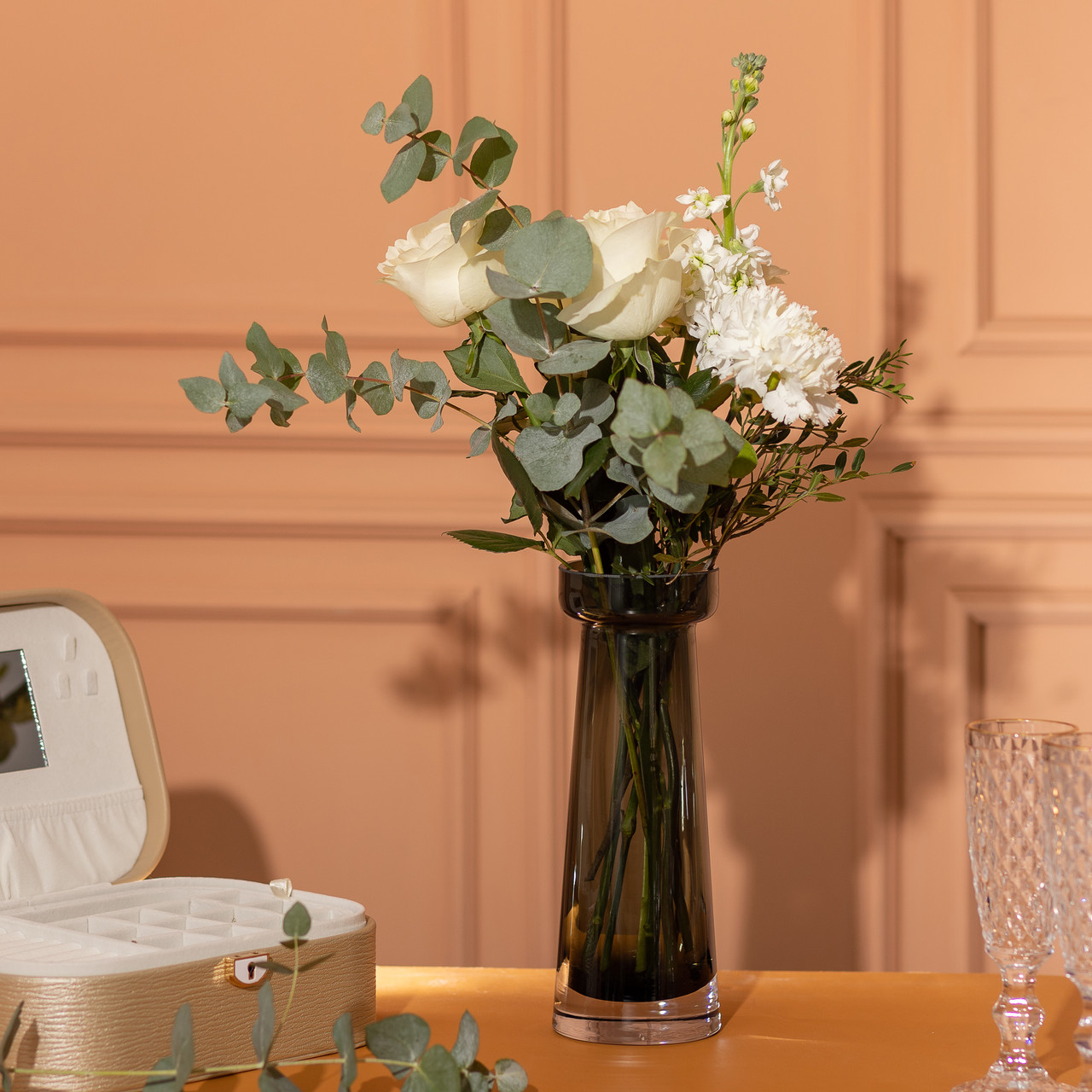 Ваза циліндр для квітів 25.5 см Т-подібна скляна ваза 800 мл Чорна Т-подібна скляна ваза 800 мл