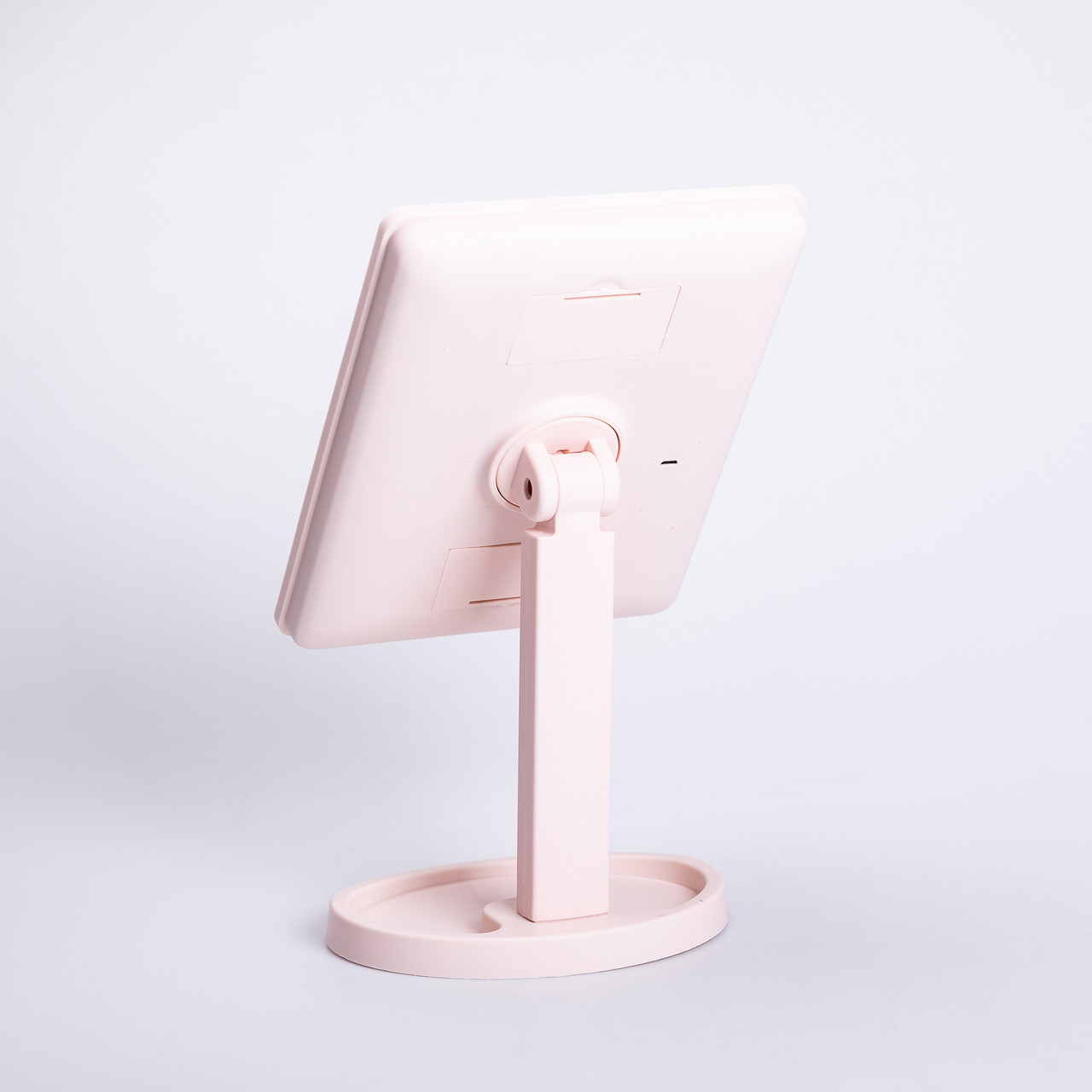 Дзеркало настільне косметичне для макіяжу 21х16 см дзеркало прямокутне на підставці 16 LED Рожеве