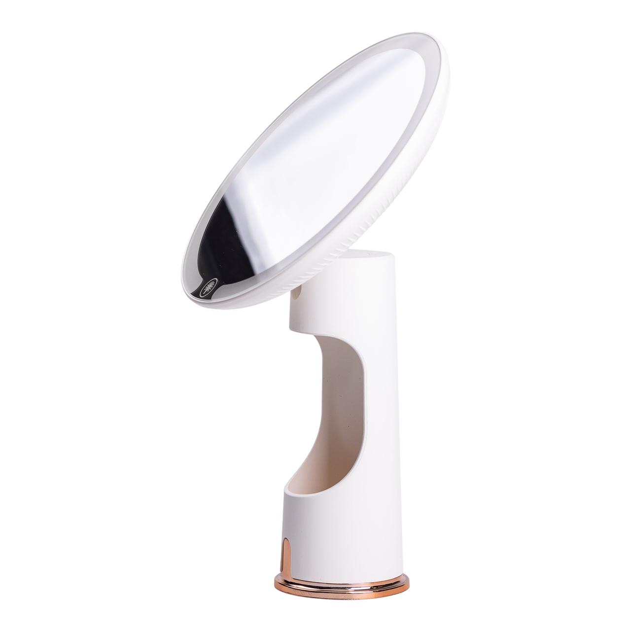 Дзеркало з підсвічуванням настільне косметичне кругле 18.5х10х29 см дзеркало з лед підсвічуванням USB для макіяжу Біле