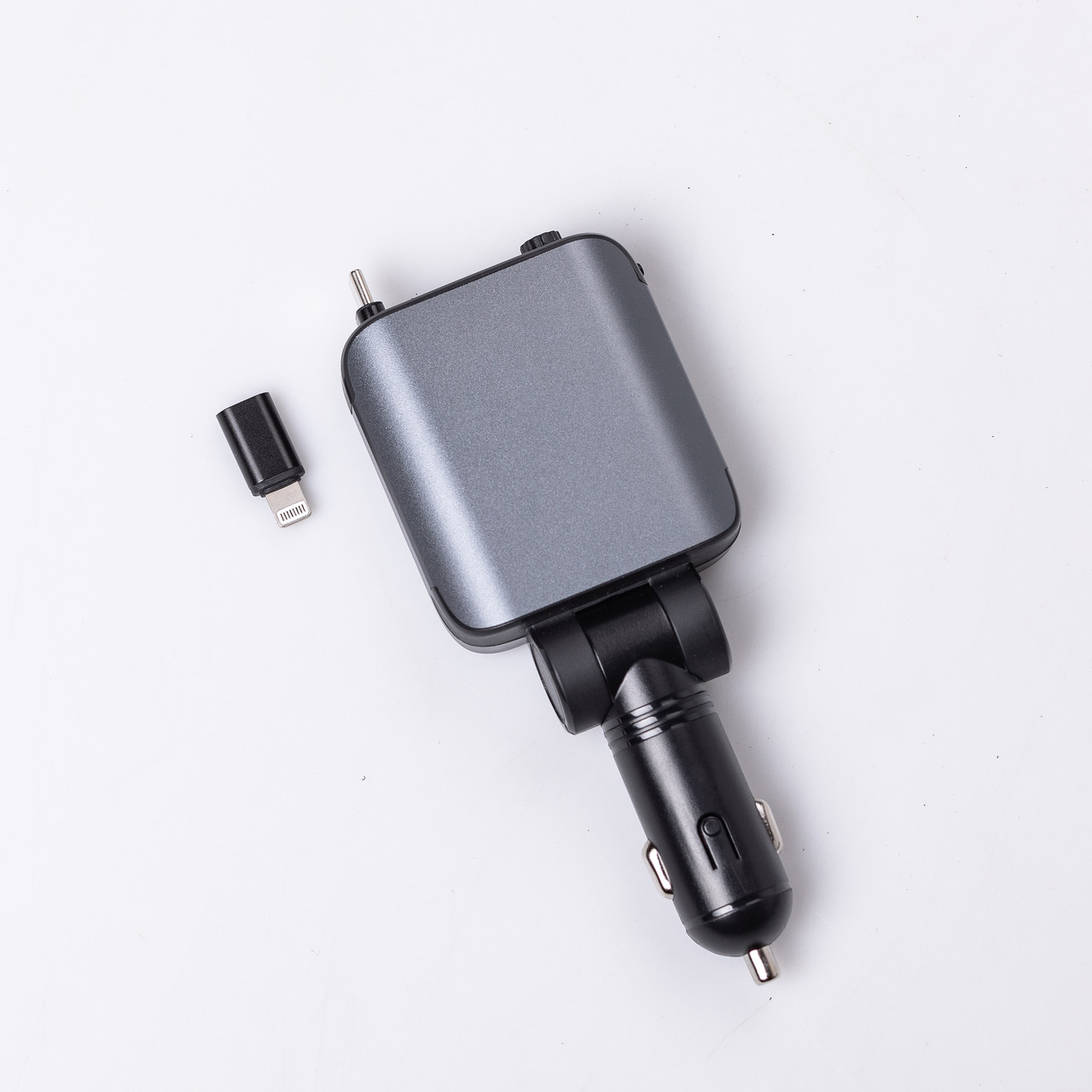 Автомобільний зарядний пристрій LED-проекція, зі швидкою зарядкою та висувним кабелем Type-C