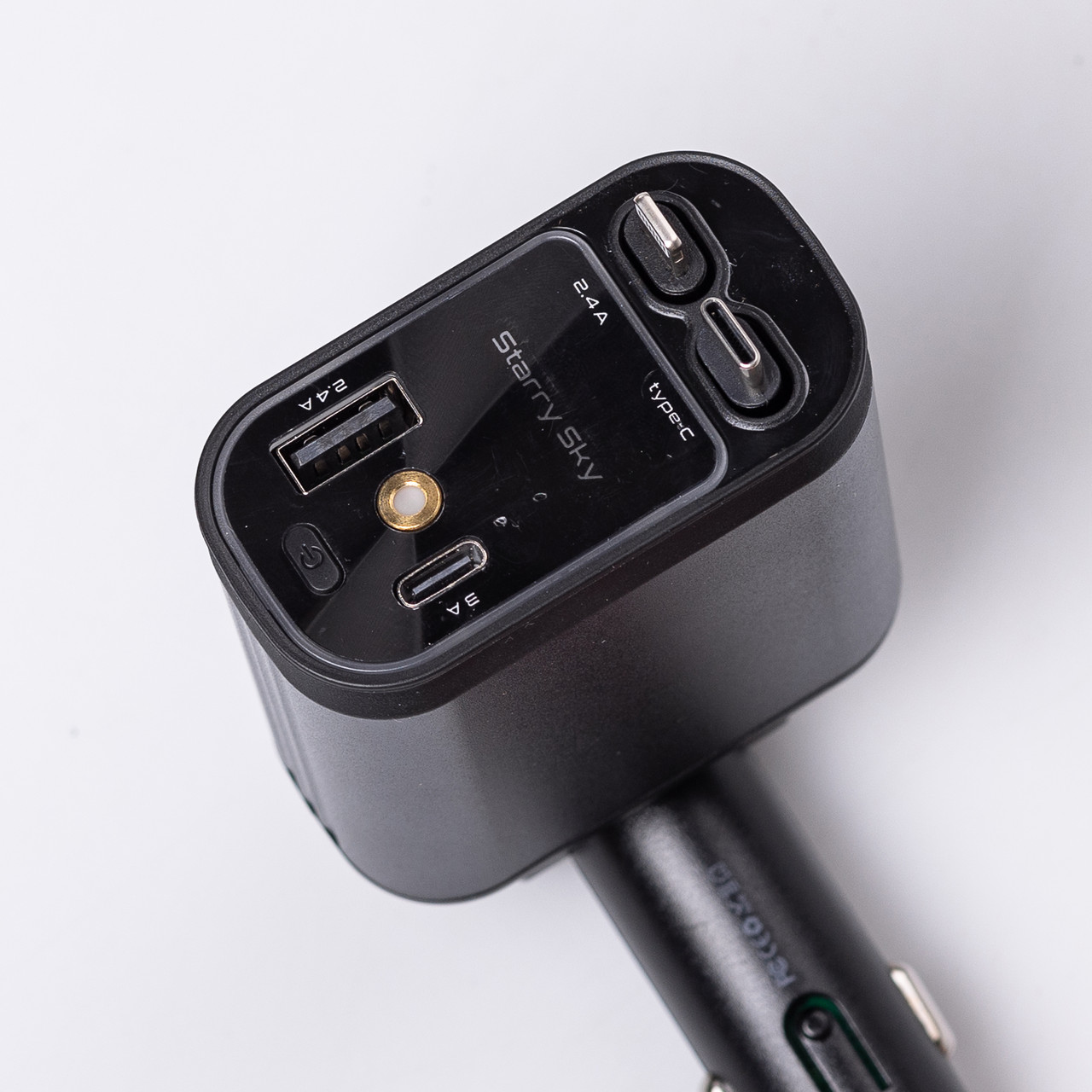 Автомобільний зарядний пристрій LED-проекція, зі швидкою зарядкою і висувними кабелями Apple Lightning/USB-С