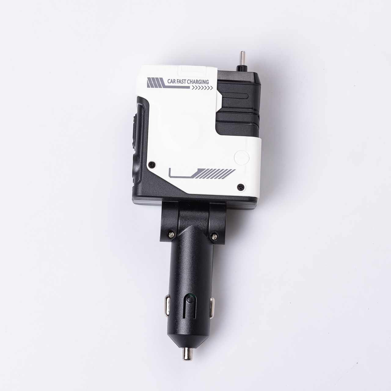 Автомобільний зарядний пристрій MECHA з висувними кабелями та портами USB/Type-C Білий