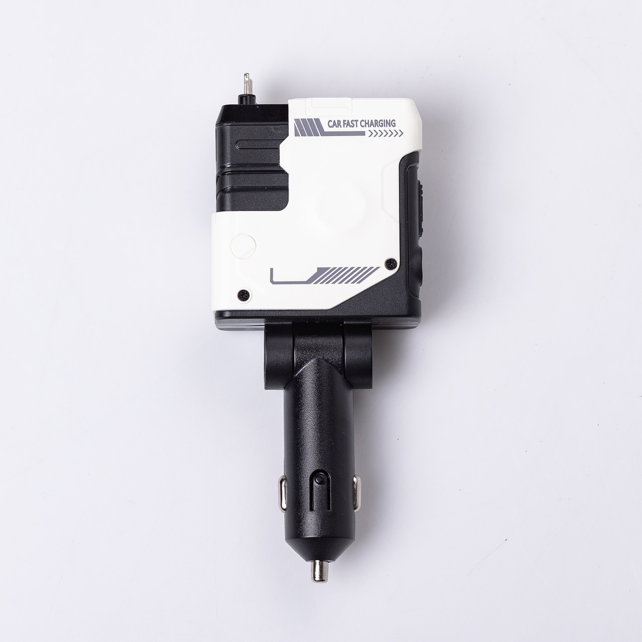 Автомобільний зарядний пристрій MECHA з висувними кабелями та портами USB/Type-C Білий