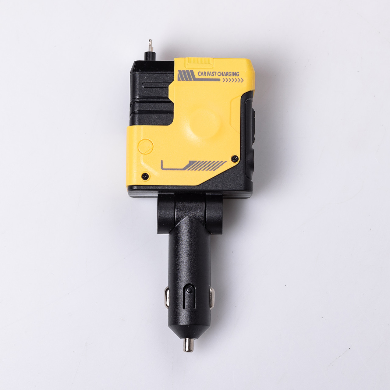 Автомобільний зарядний пристрій MECHA з висувними кабелями та портами USB/Type-C Жовтий