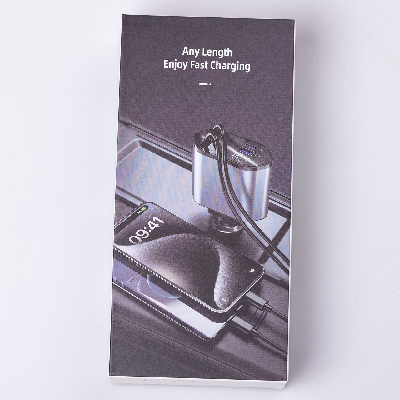 Автомобільний зарядний пристрій Starry Sky з висувними кабелями та портами USB-A/USB-C