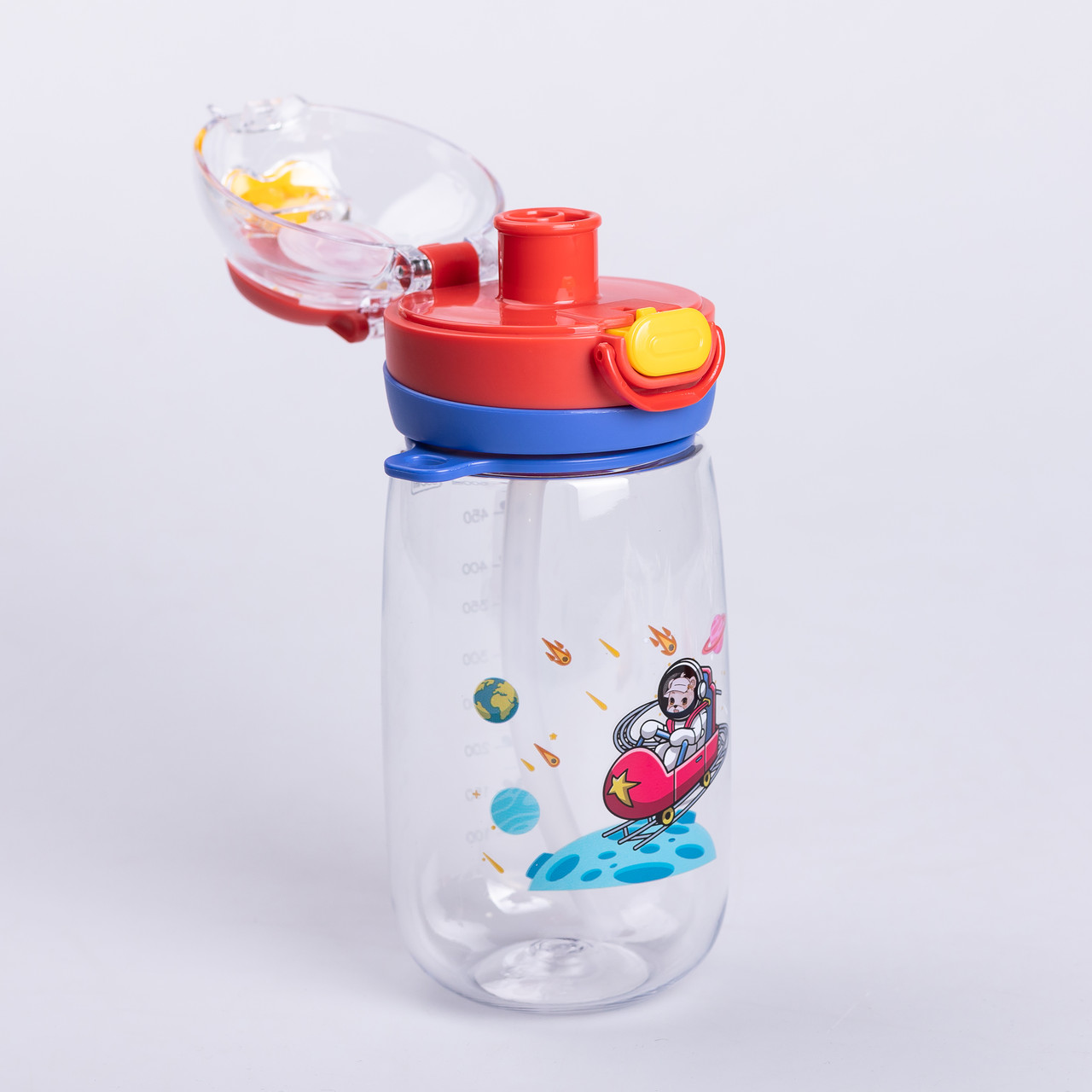 Пляшка для води дитяча 550 мл з ремінцем і трубочкою для спорту та школи