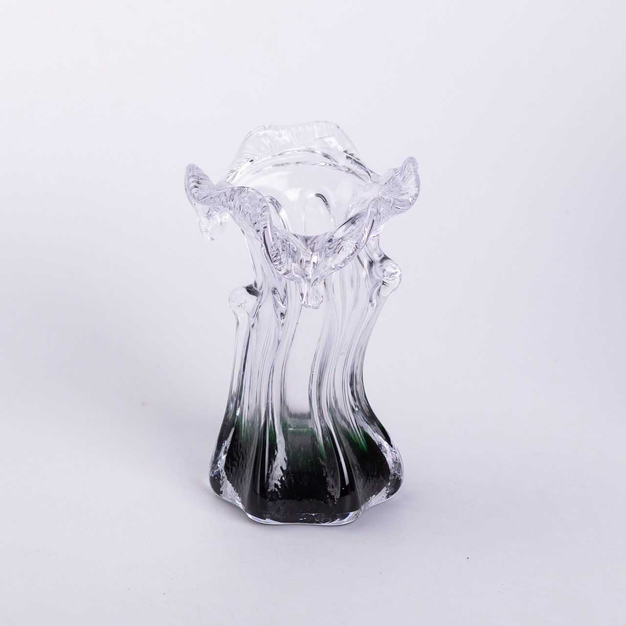 Декоративна скляна ваза для квітів 15.5 см фігурна ваза 100 мл Зелена
