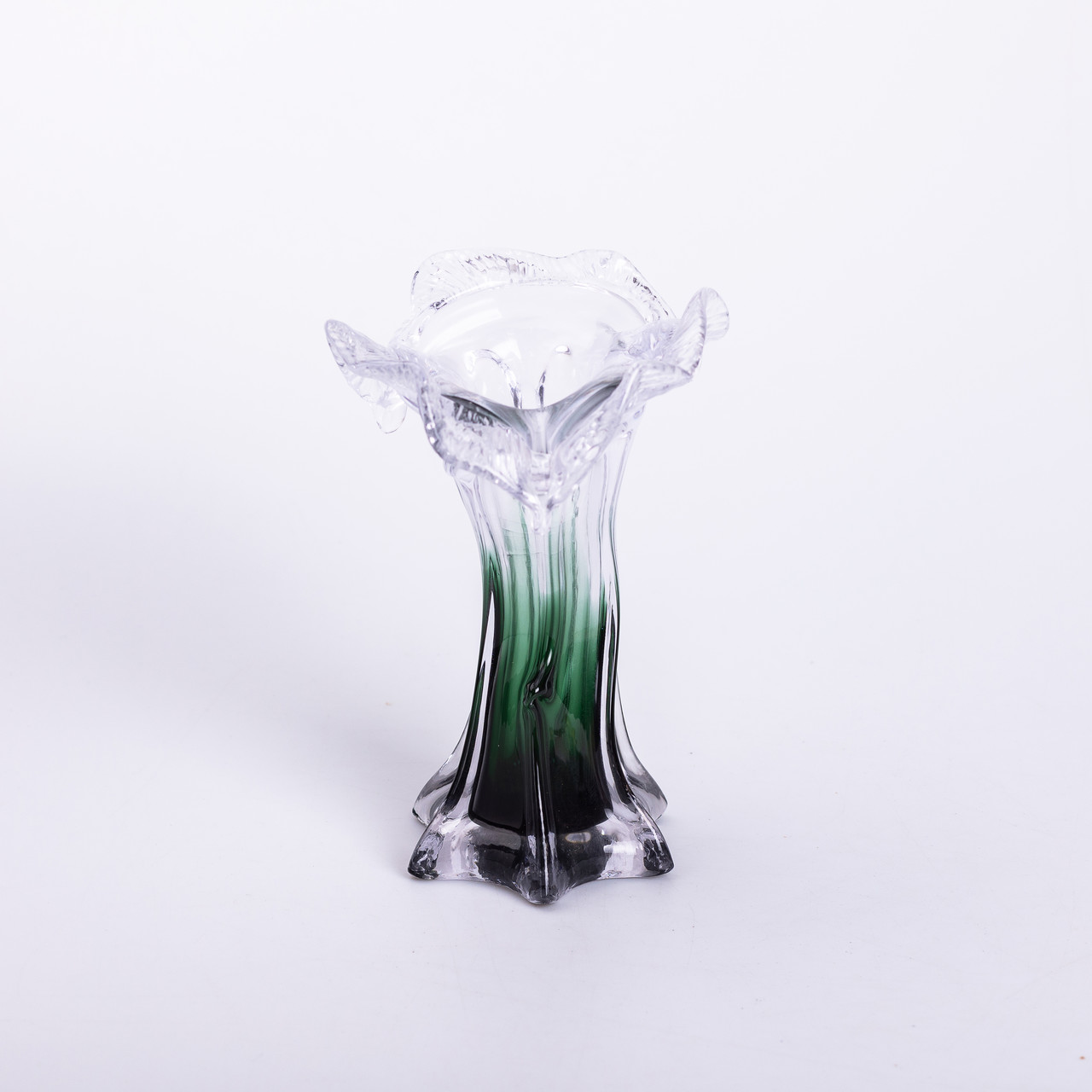 Декоративна скляна ваза для квітів 20 см фігурна ваза 125 мл Зелена