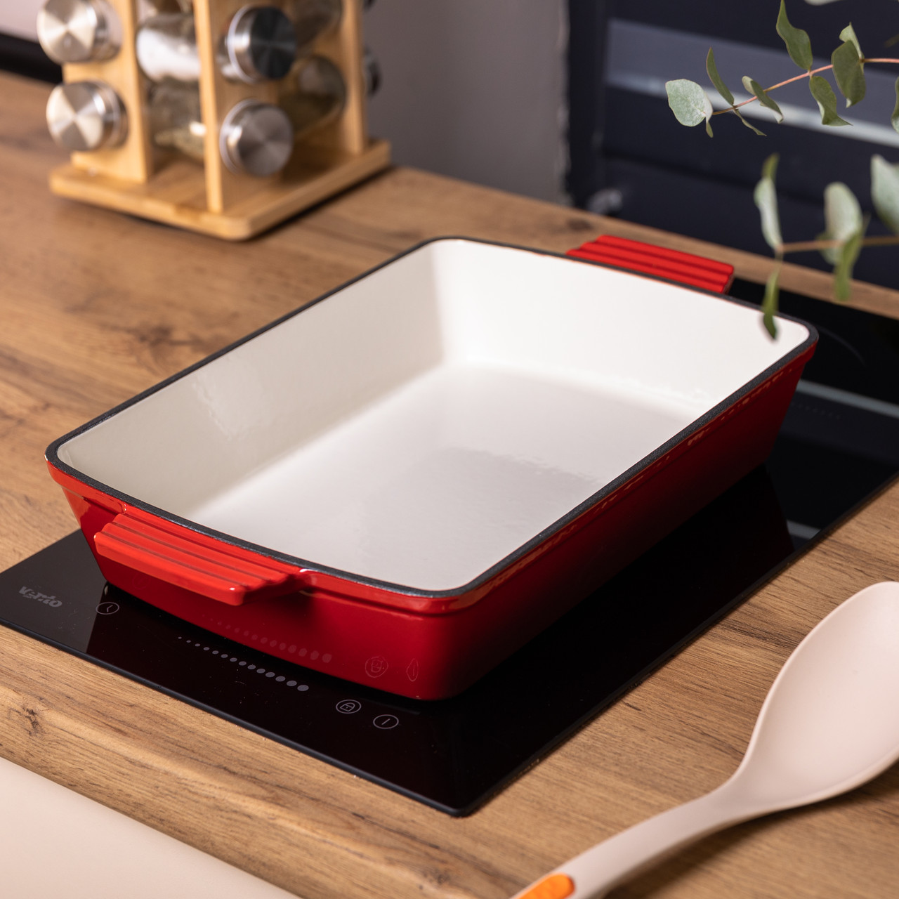 Форма для запікання чавунна 39.5х23.5х6 см форма для випічки 3 л Червона