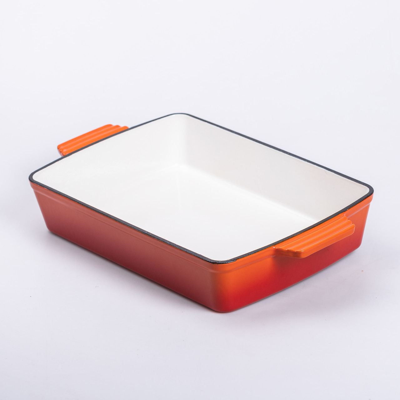 Форма для запікання чавунна 40х23.6х6 см форма для випічки 3 л Помаранчева