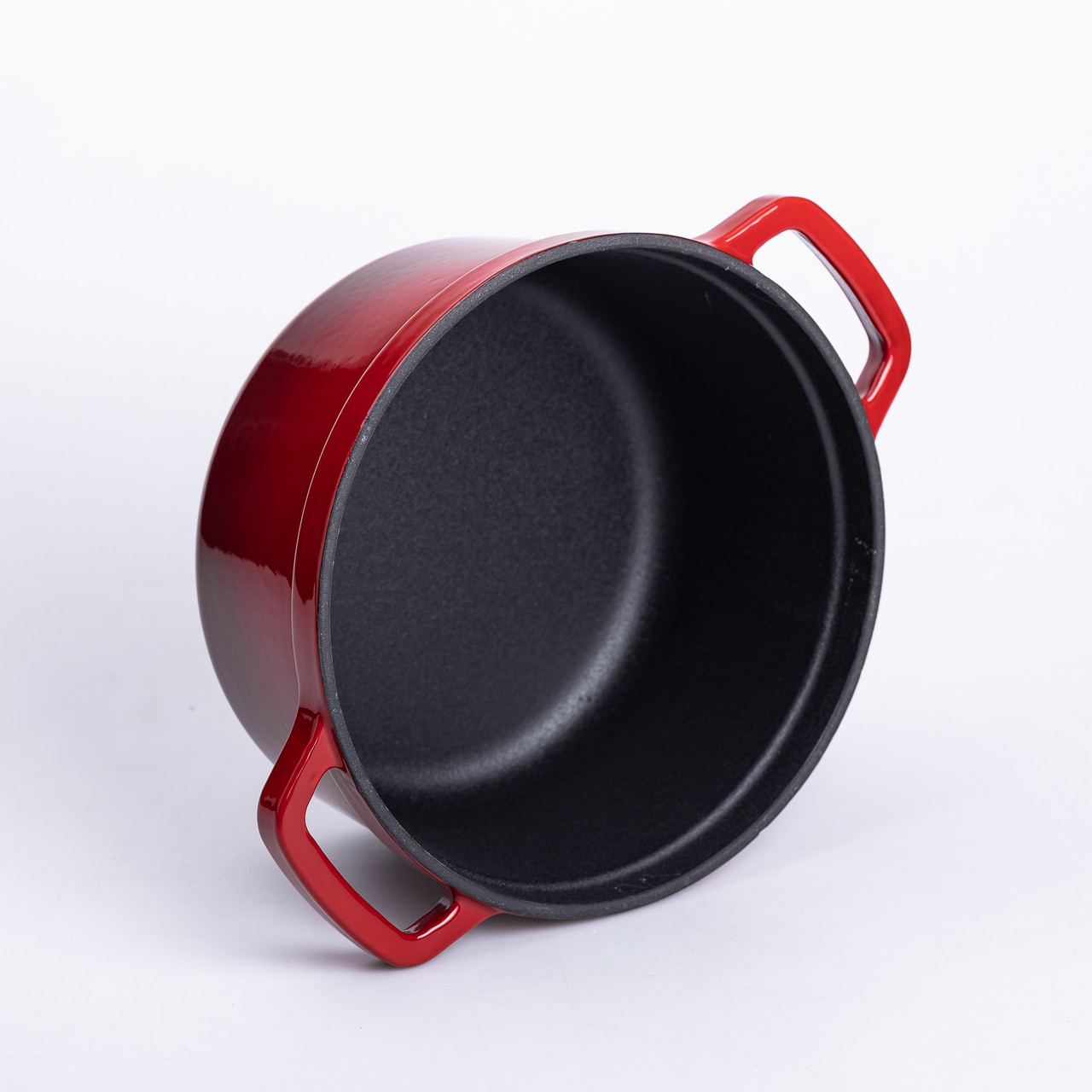 Каструля чавунна емальована 2 л з кришкою Ø20 см Червона