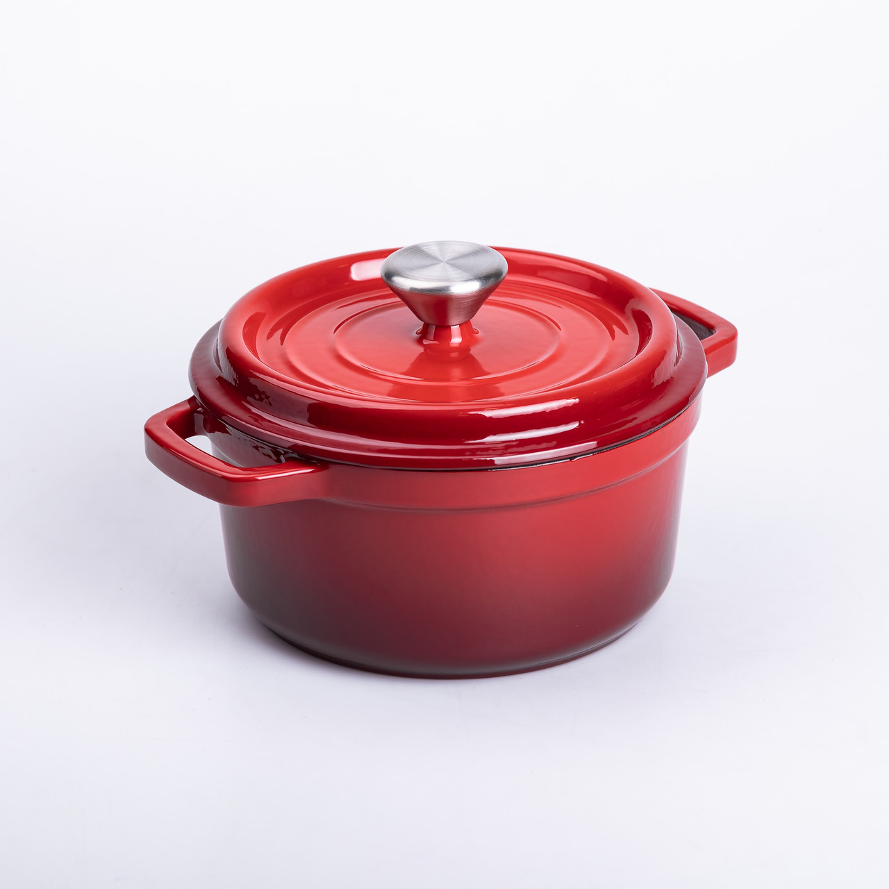 Каструля чавунна емальована 2 л з кришкою Ø20 см Червона