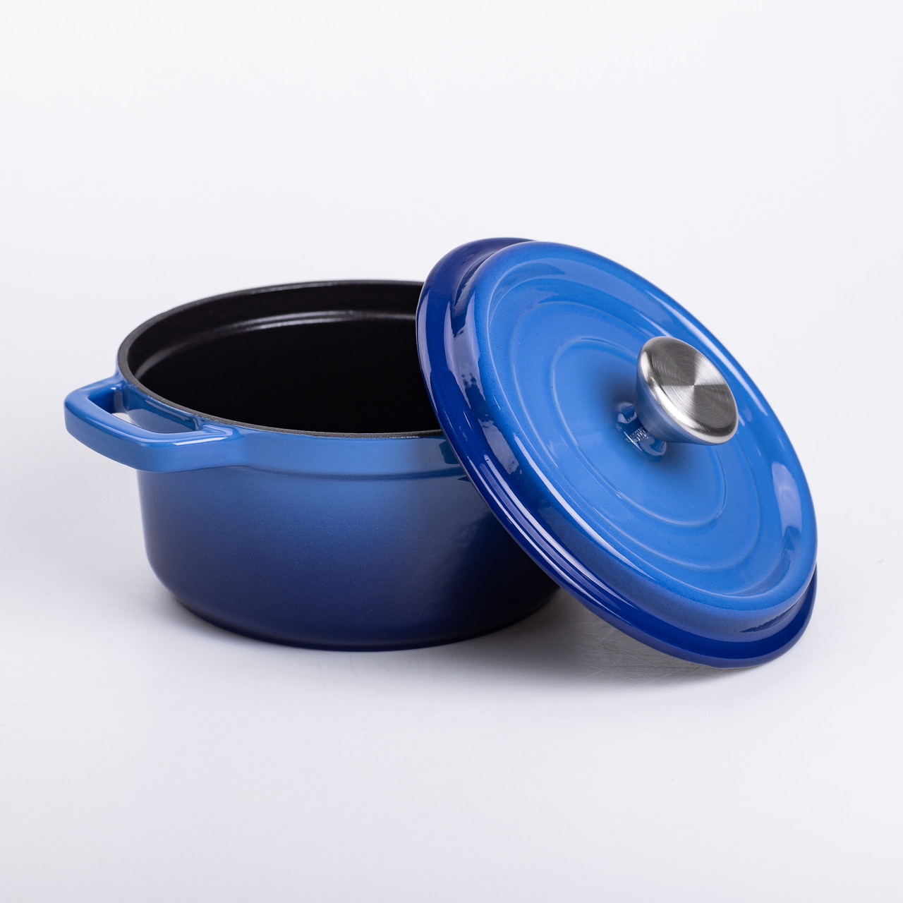 Каструля чавунна емальована 2 л з кришкою Ø20 см Синя