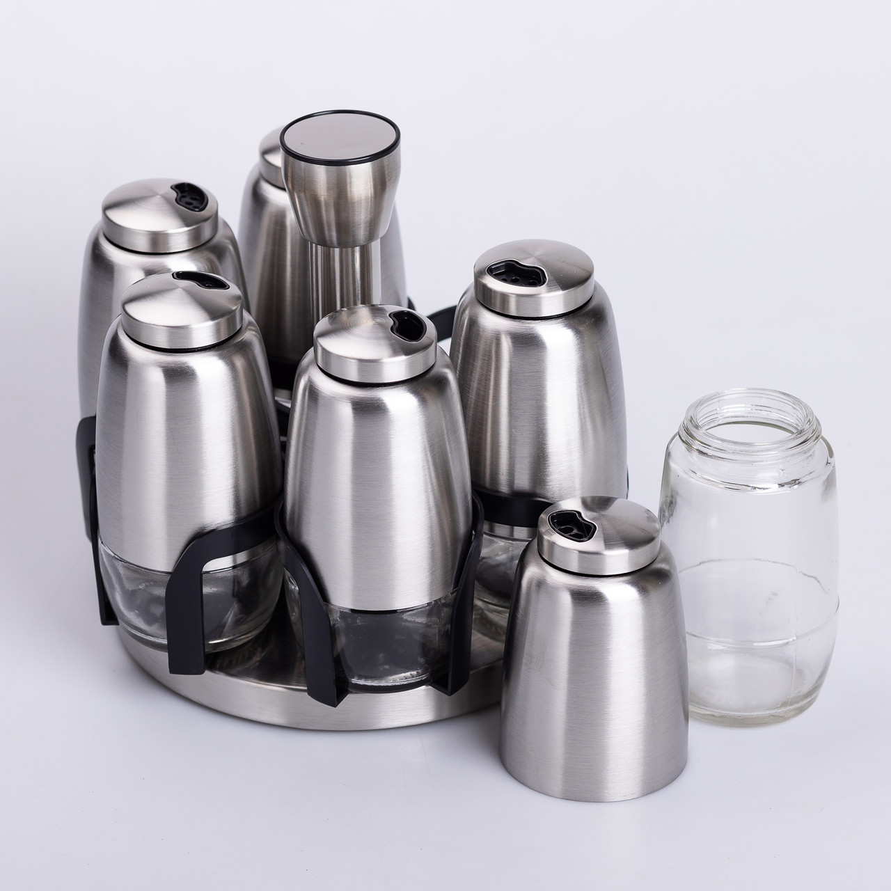 Набір баночок для спецій 6 шт 15х15х16 см карусель для зберігання спецій