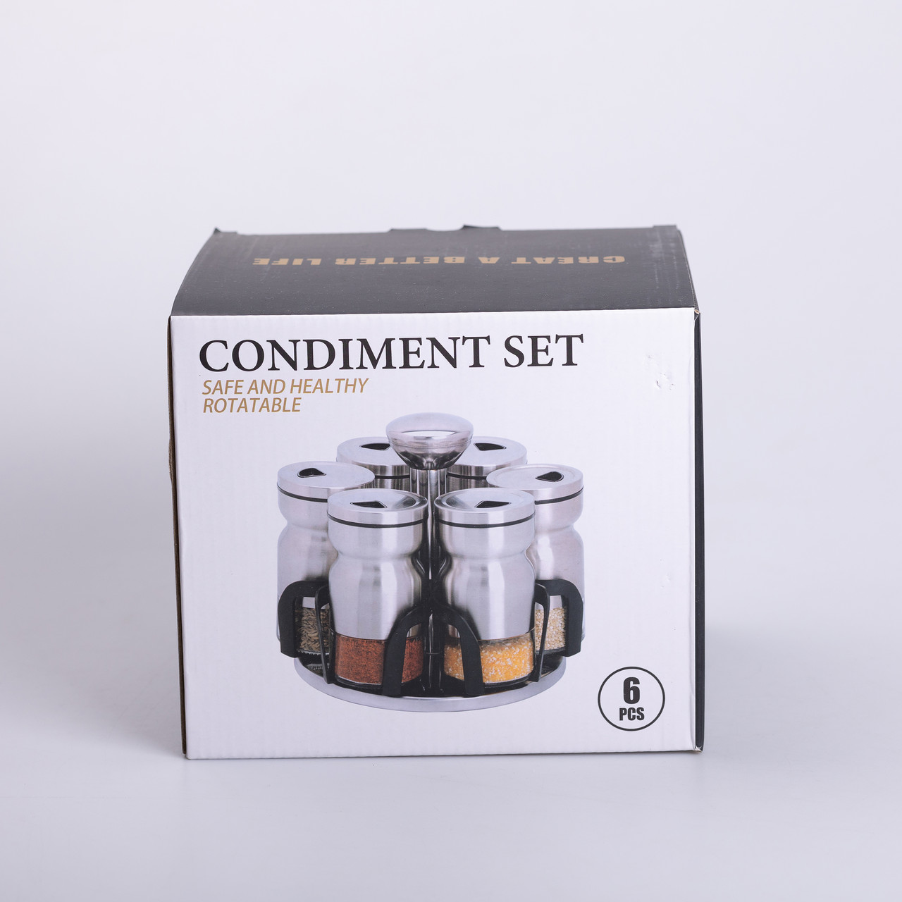 Набір баночок для спецій 6 шт 15х15х16 см карусель для зберігання спецій