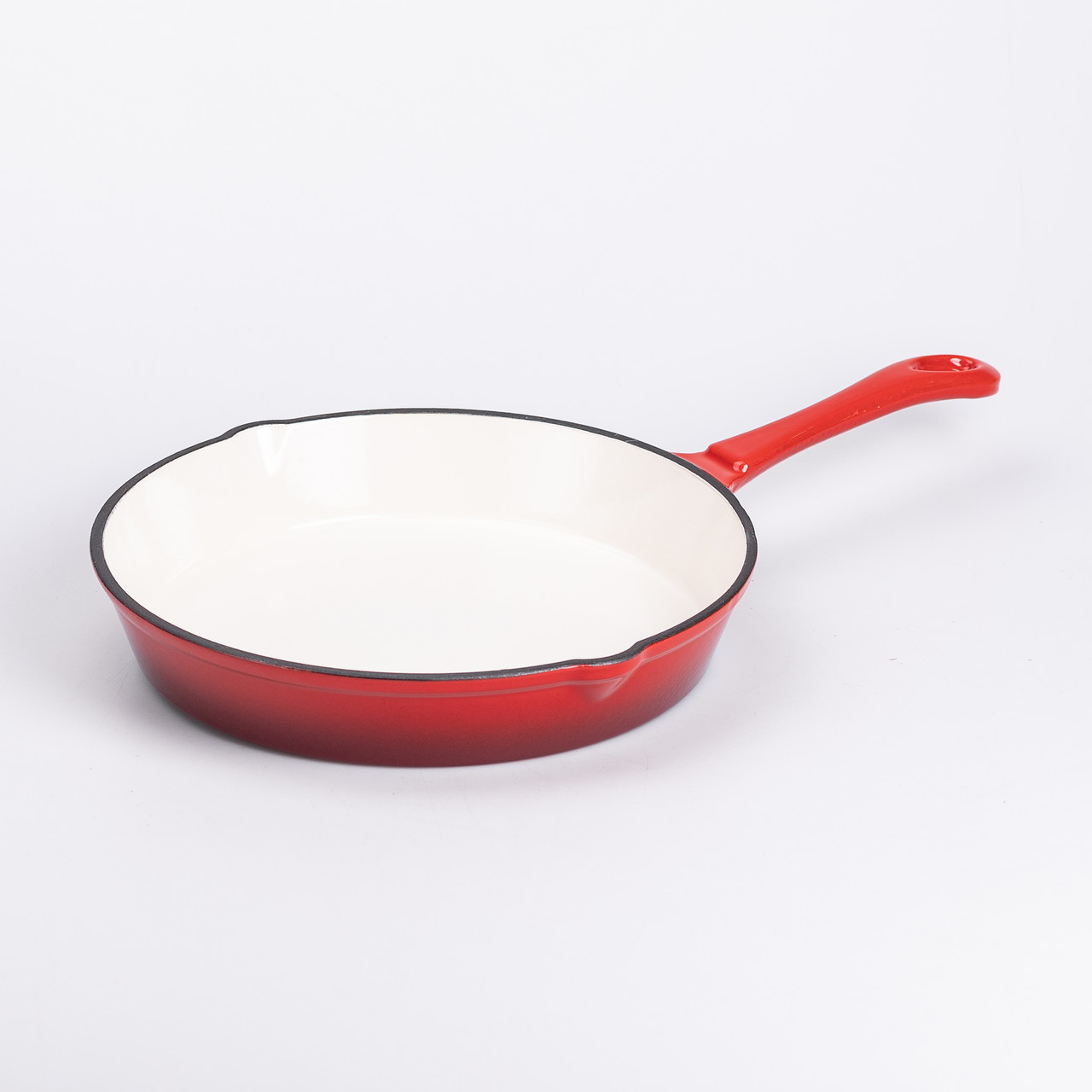 Набір чавунного посуду для приготування 3 каструлі та сковорода з емальованим покриттям Червоний