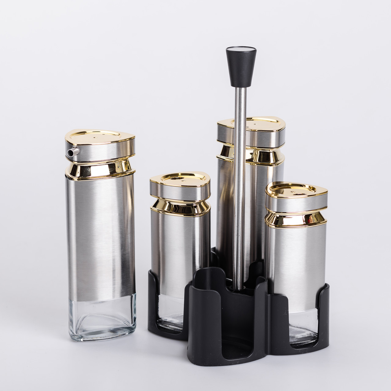Набір для спецій на підставці 4 ємності 10х10х17 см ємності для приправ