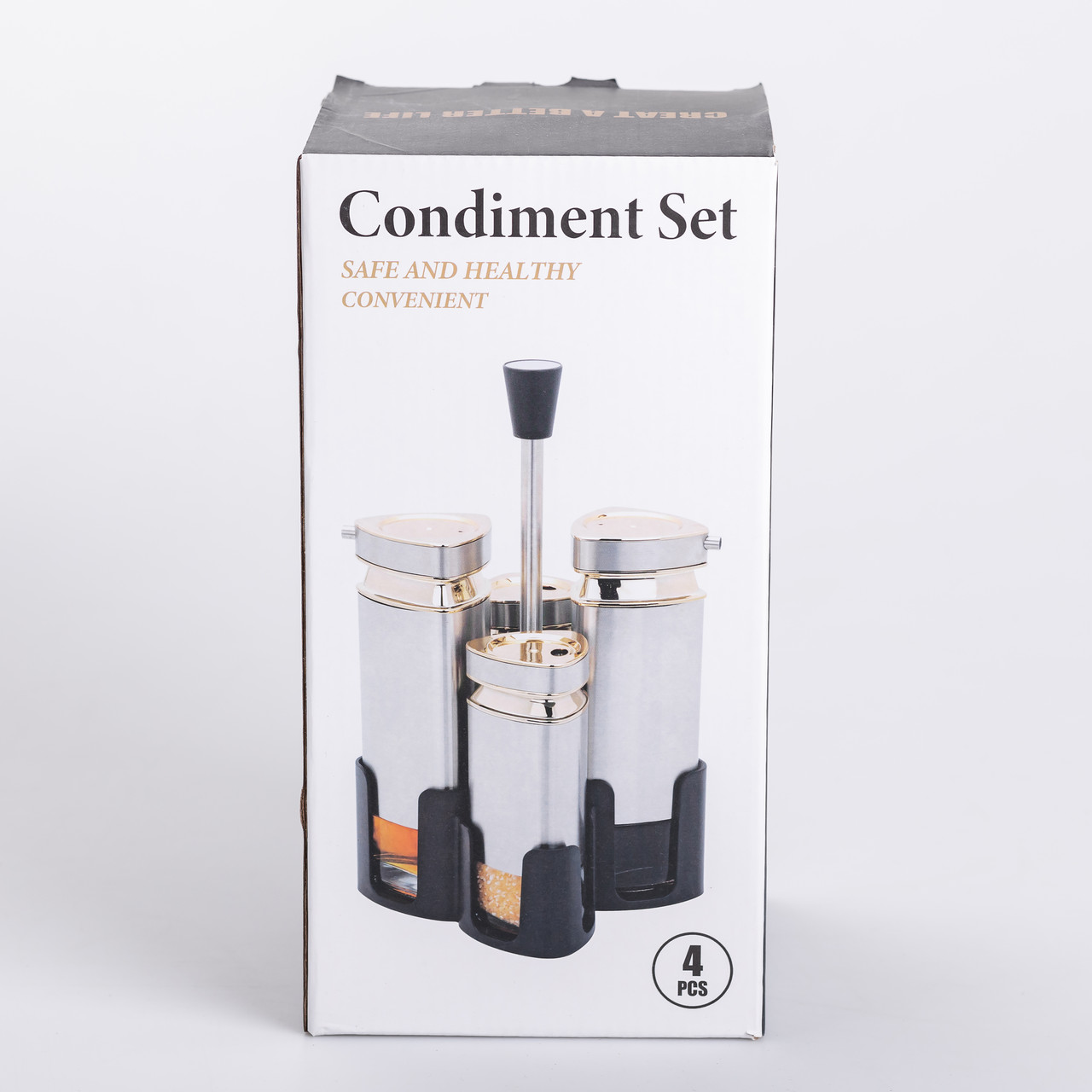 Набір для спецій на підставці 4 ємності 10х10х17 см ємності для приправ