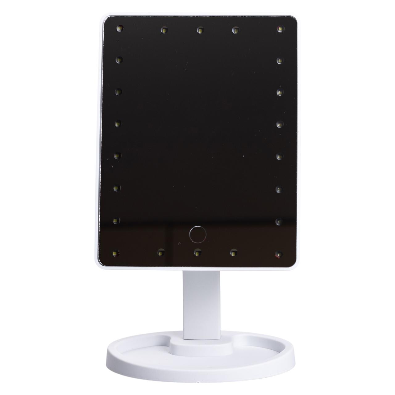 Настільне дзеркало з підсвічуванням 22 LED для макіяжу 21х16 см прямокутне на ніжці USB Біле