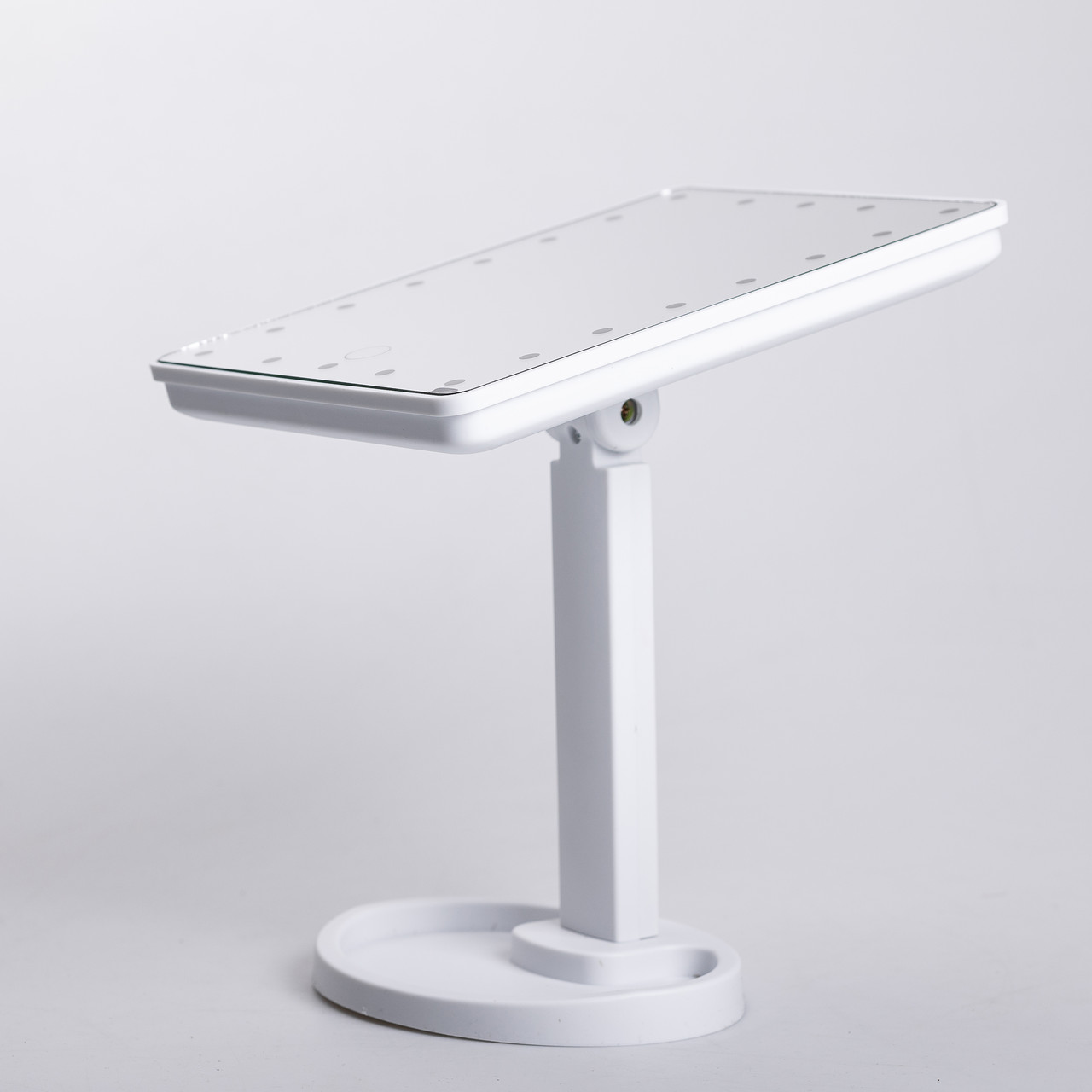 Настільне дзеркало з підсвічуванням 22 LED для макіяжу 21х16 см прямокутне на ніжці USB Біле