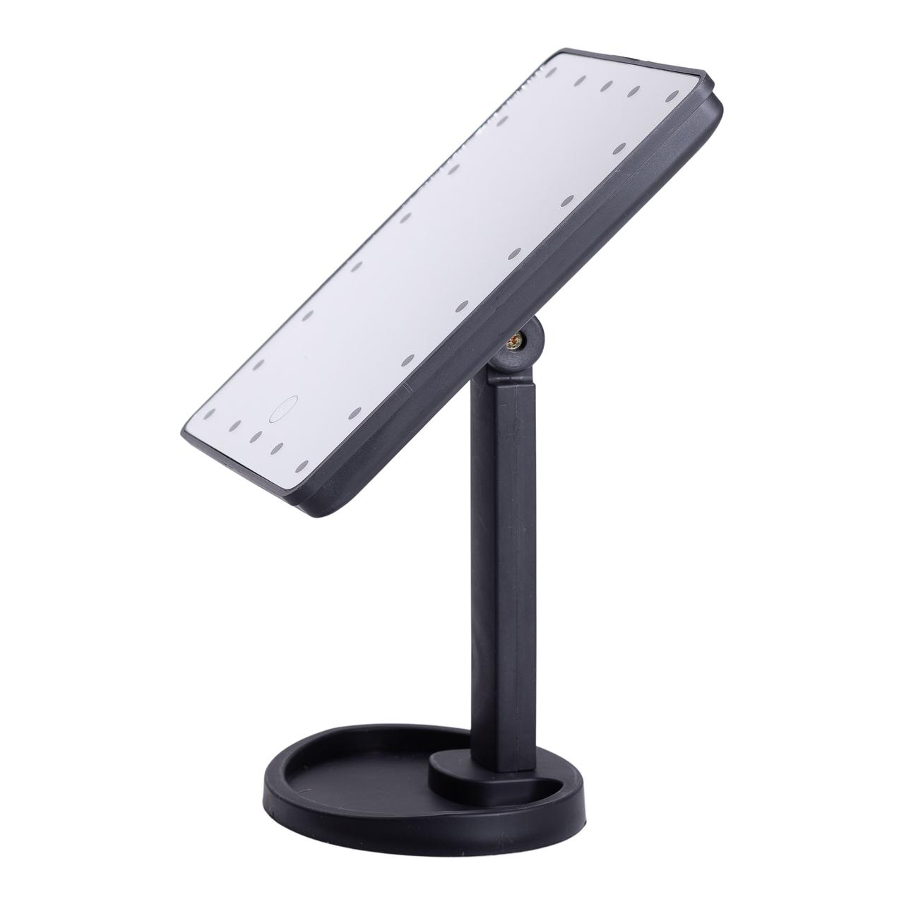 Настільне дзеркало з підсвічуванням 22 LED для макіяжу 21х16 см прямокутне на ніжці USB Чорне