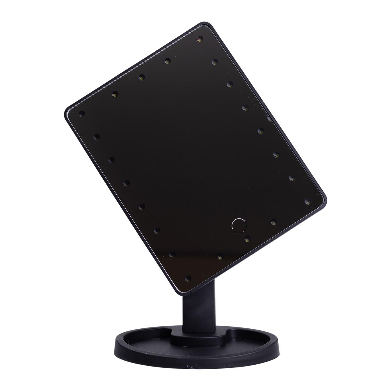 Настільне дзеркало з підсвічуванням 22 LED для макіяжу 21х16 см прямокутне на ніжці USB Чорне