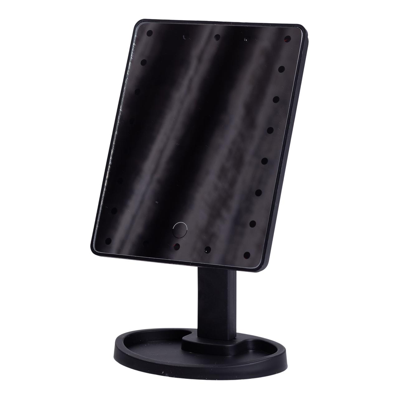 Настільне дзеркало з підсвічуванням 22 LED для макіяжу 21х16 см прямокутне на ніжці USB Чорне