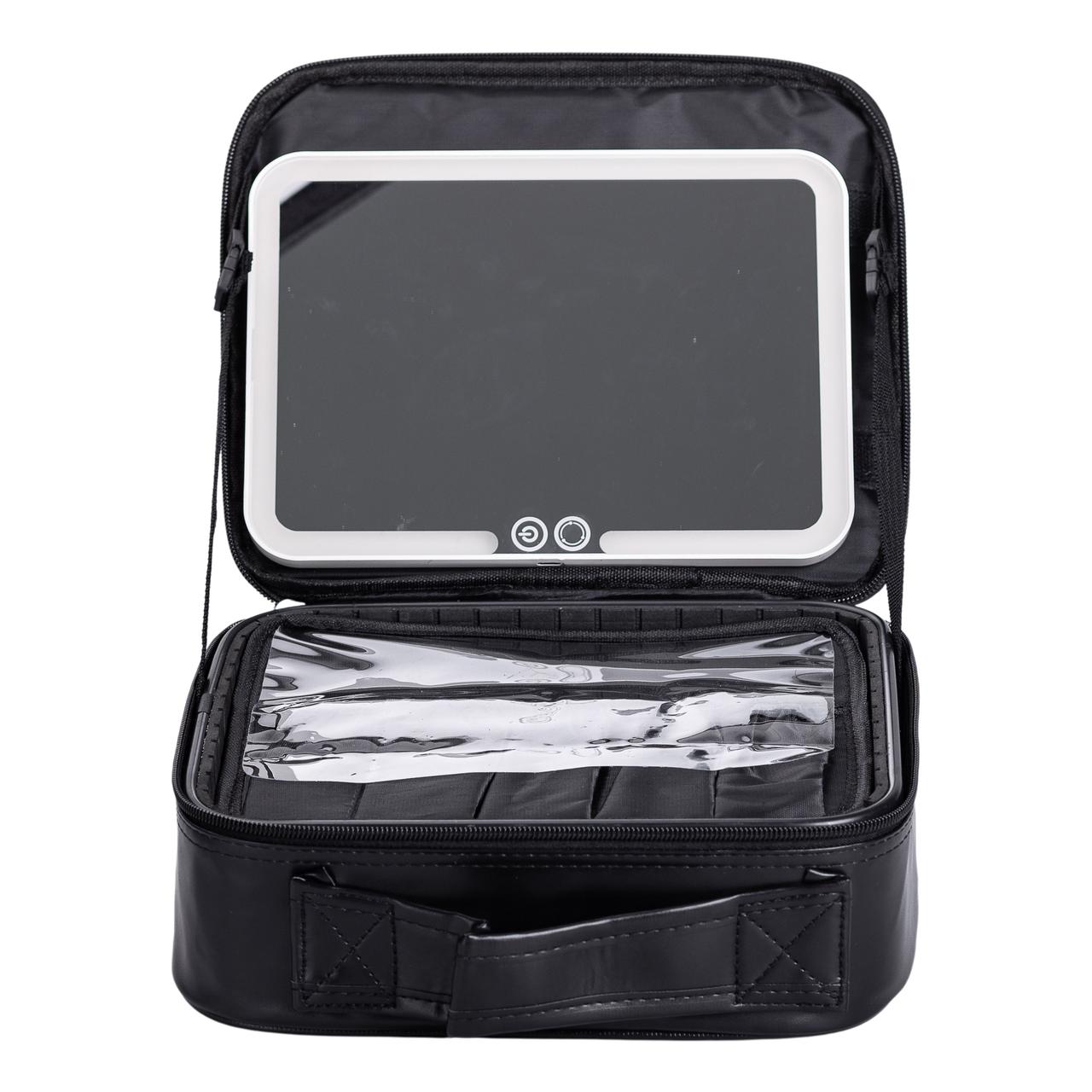 Органайзер косметичка з еко шкіри з дзеркалом та підсвічуванням 26×22×9 см