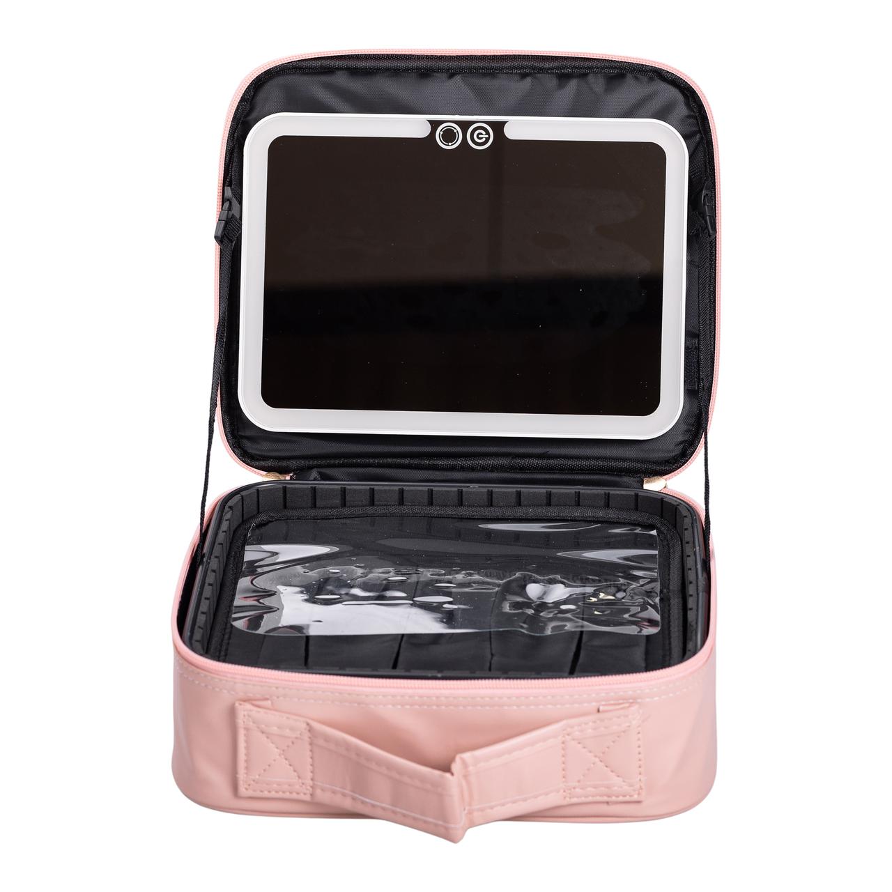 Органайзер косметичка з еко шкіри з дзеркалом та підсвічуванням 26×22×9 см