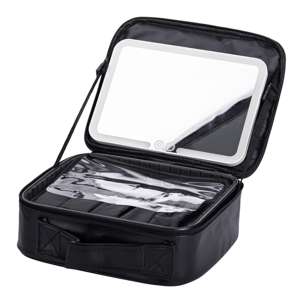 Органайзер косметичка з еко шкіри з дзеркалом та підсвічуванням 26×22×9 см