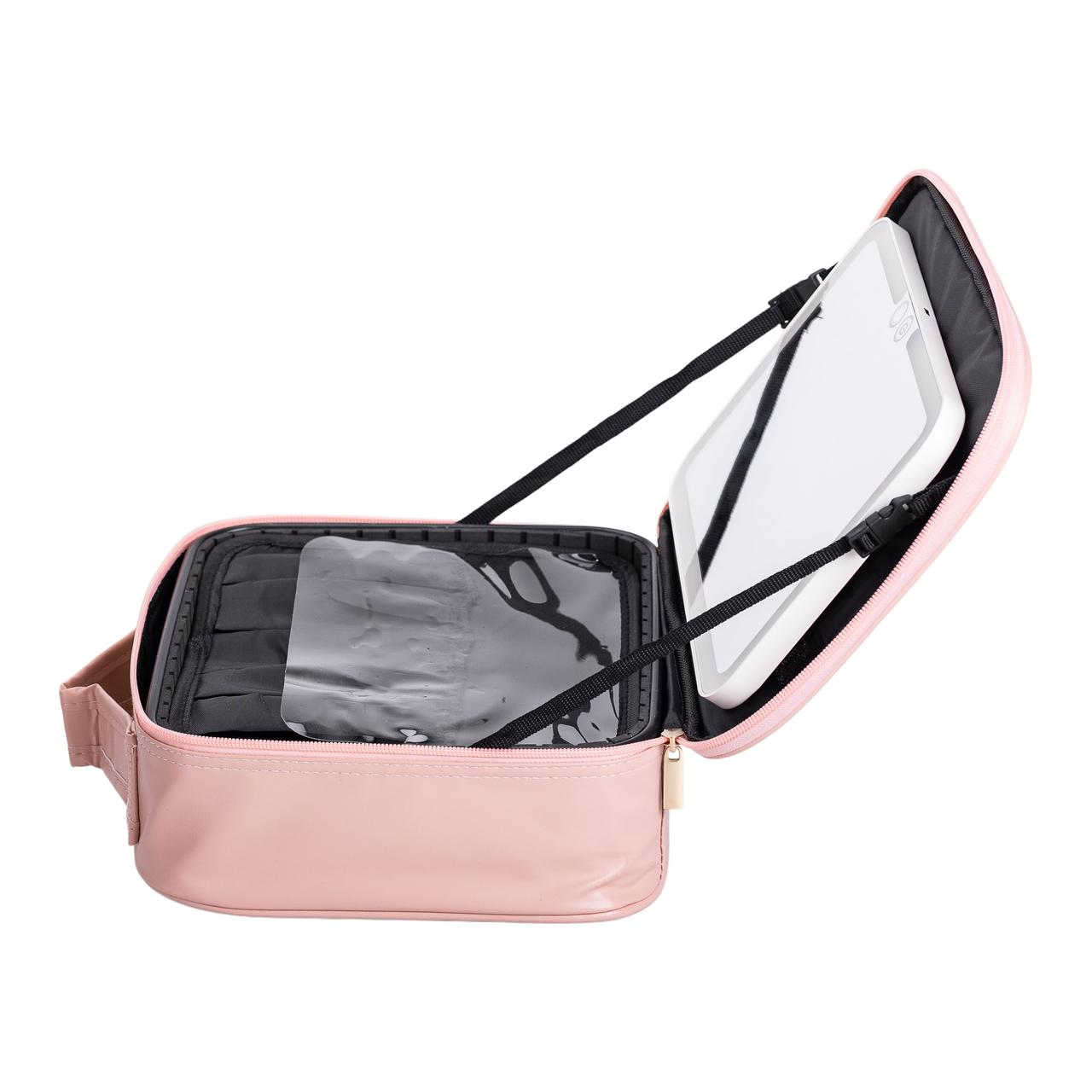 Органайзер косметичка з еко шкіри з дзеркалом та підсвічуванням 26×22×9 см