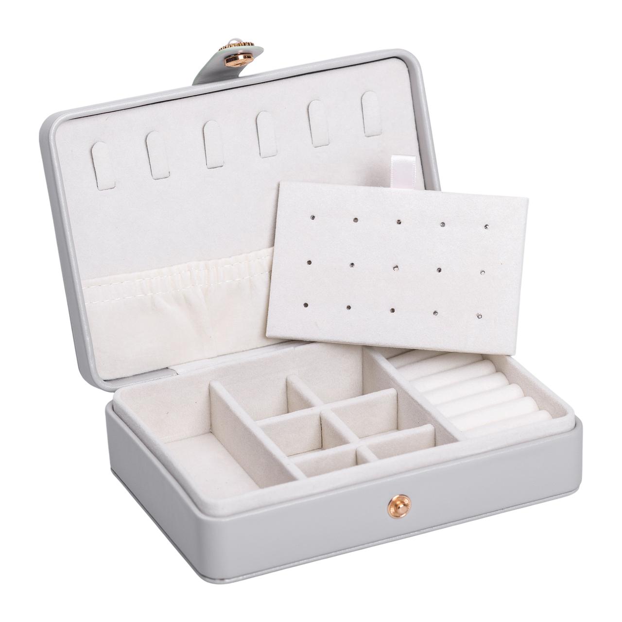 Скринька для прикрас з еко шкіри 16×11×4.7 см органайзер для ювелірних виробів
