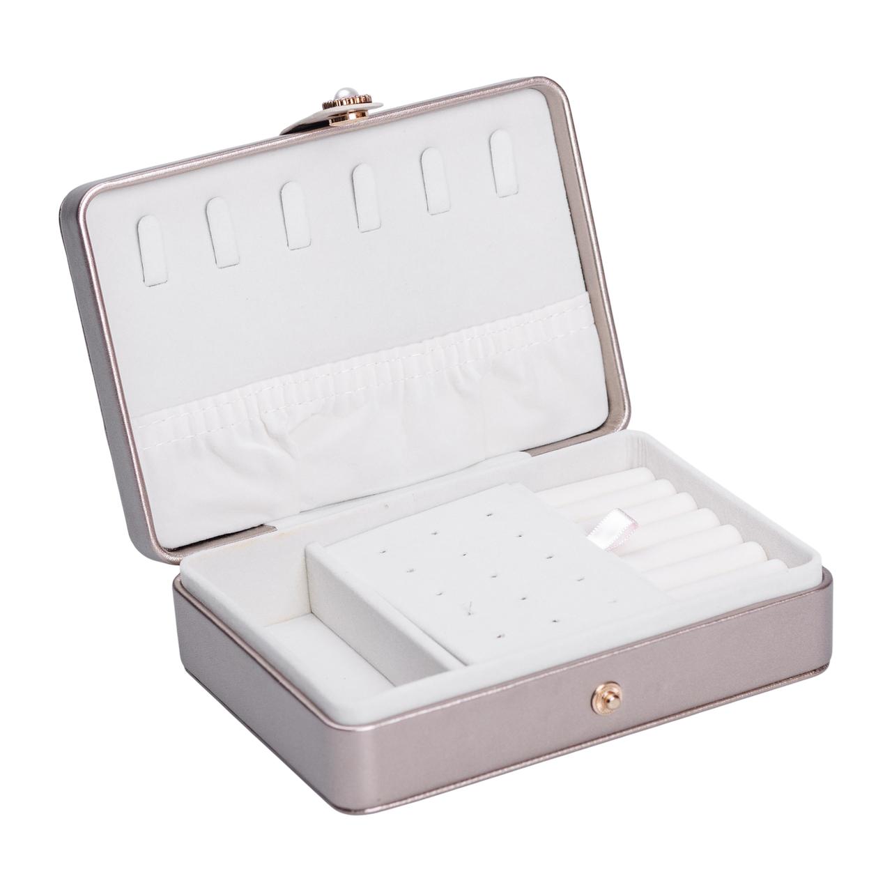 Скринька для прикрас з еко шкіри 16×11×4.7 см органайзер для ювелірних виробів