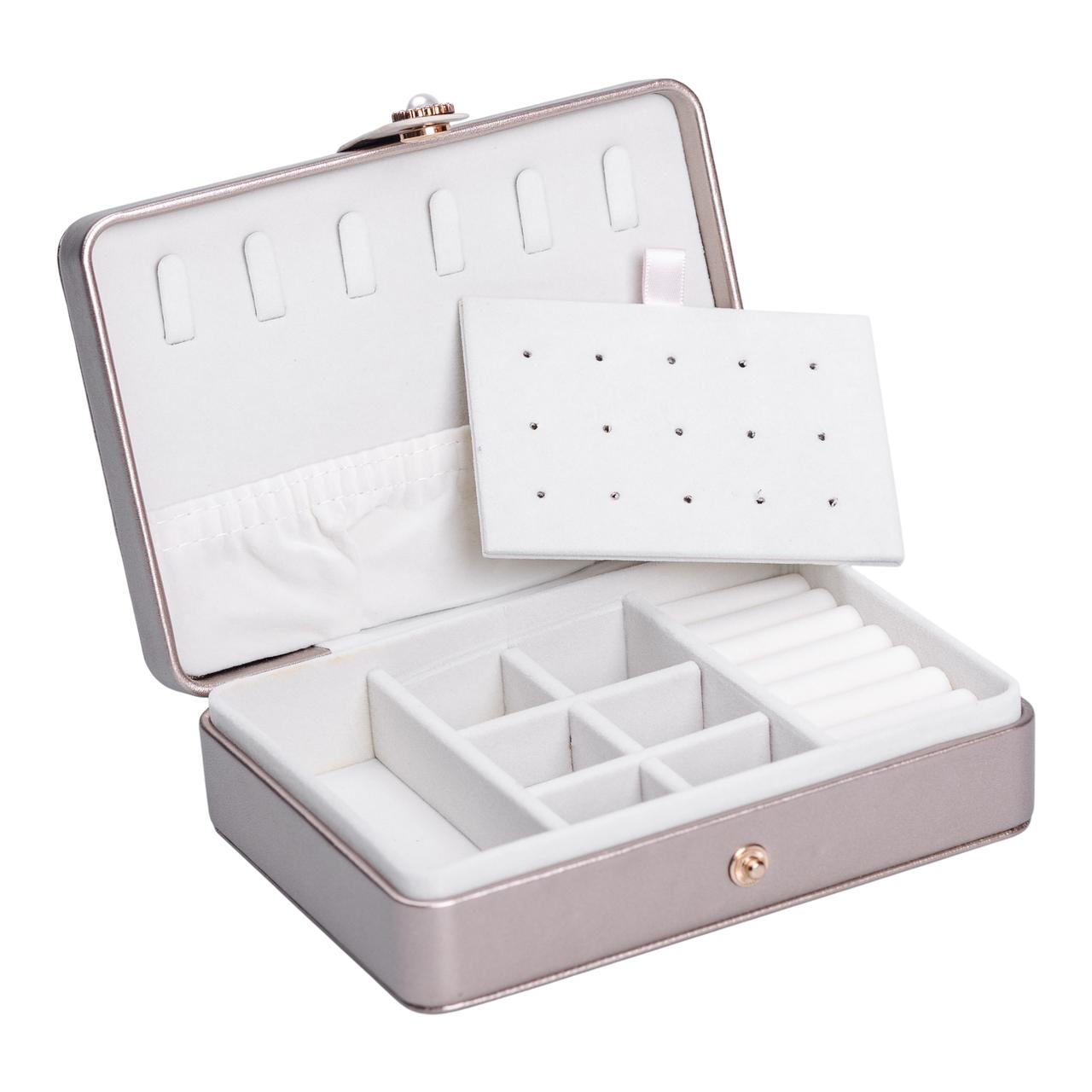 Скринька для прикрас з еко шкіри 16×11×4.7 см органайзер для ювелірних виробів