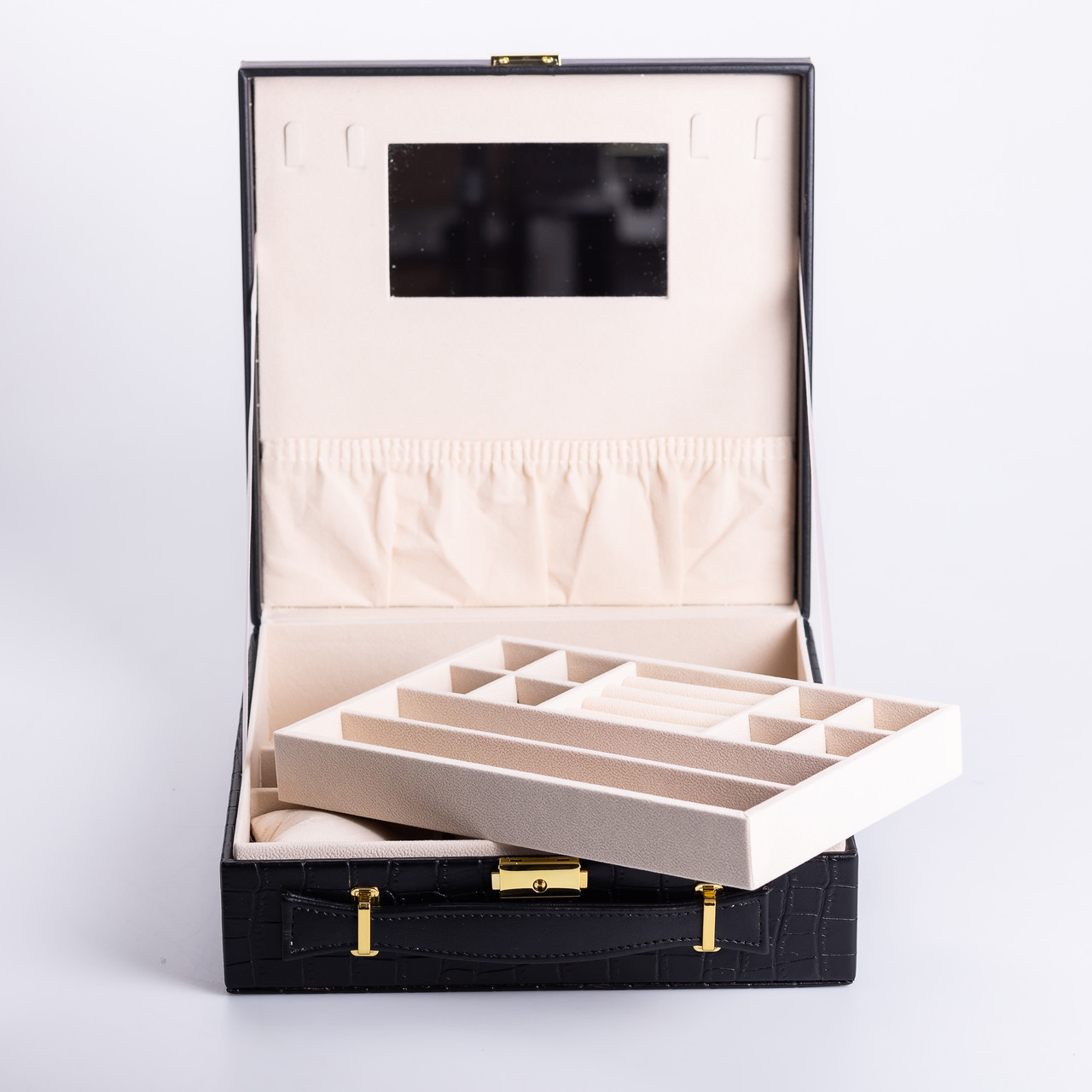 Скринька для прикрас з еко шкіри 2 яруси органайзер для ювелірних виробів