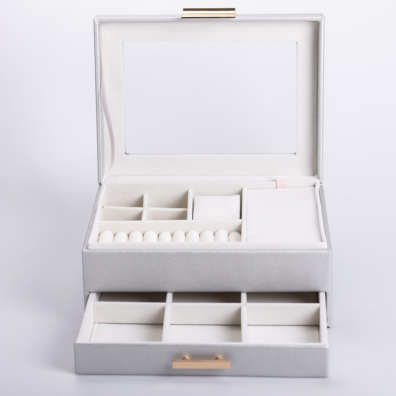 Скринька для прикрас з еко шкіри 2 яруси органайзер для ювелірних виробів