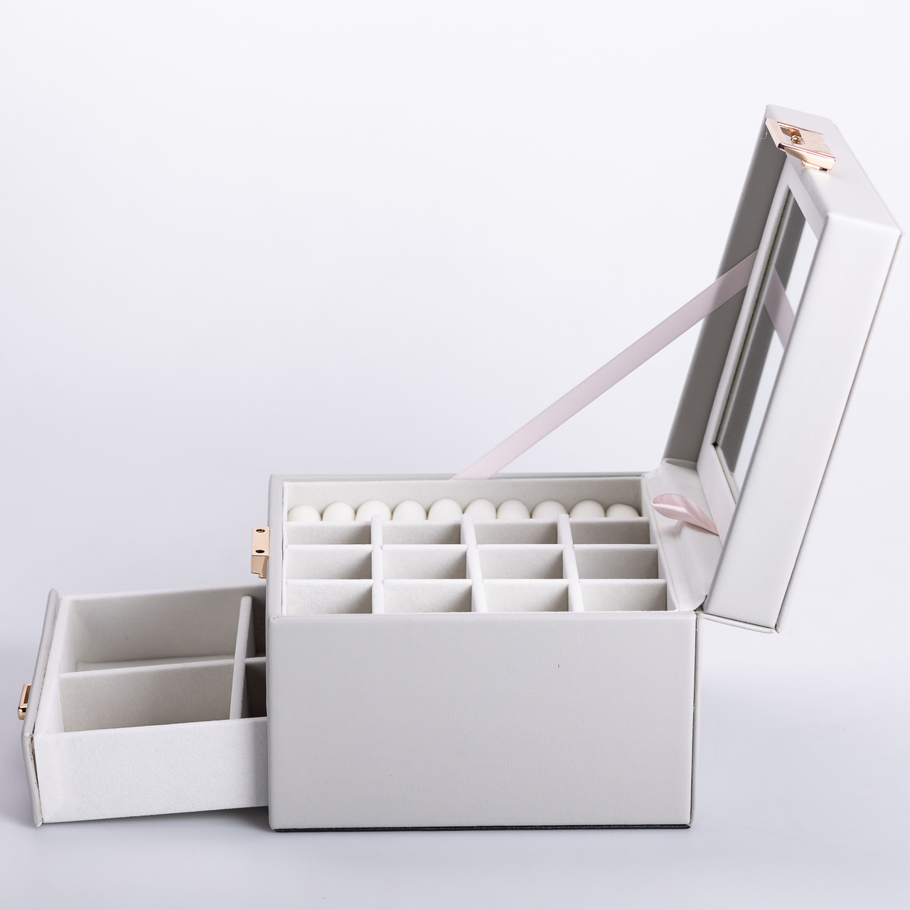 Скринька для прикрас з еко шкіри 2 яруси органайзер для ювелірних виробів