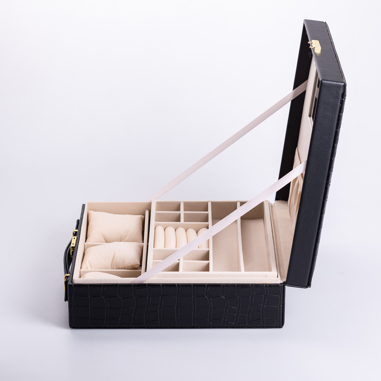 Скринька для прикрас з еко шкіри 2 яруси органайзер для ювелірних виробів