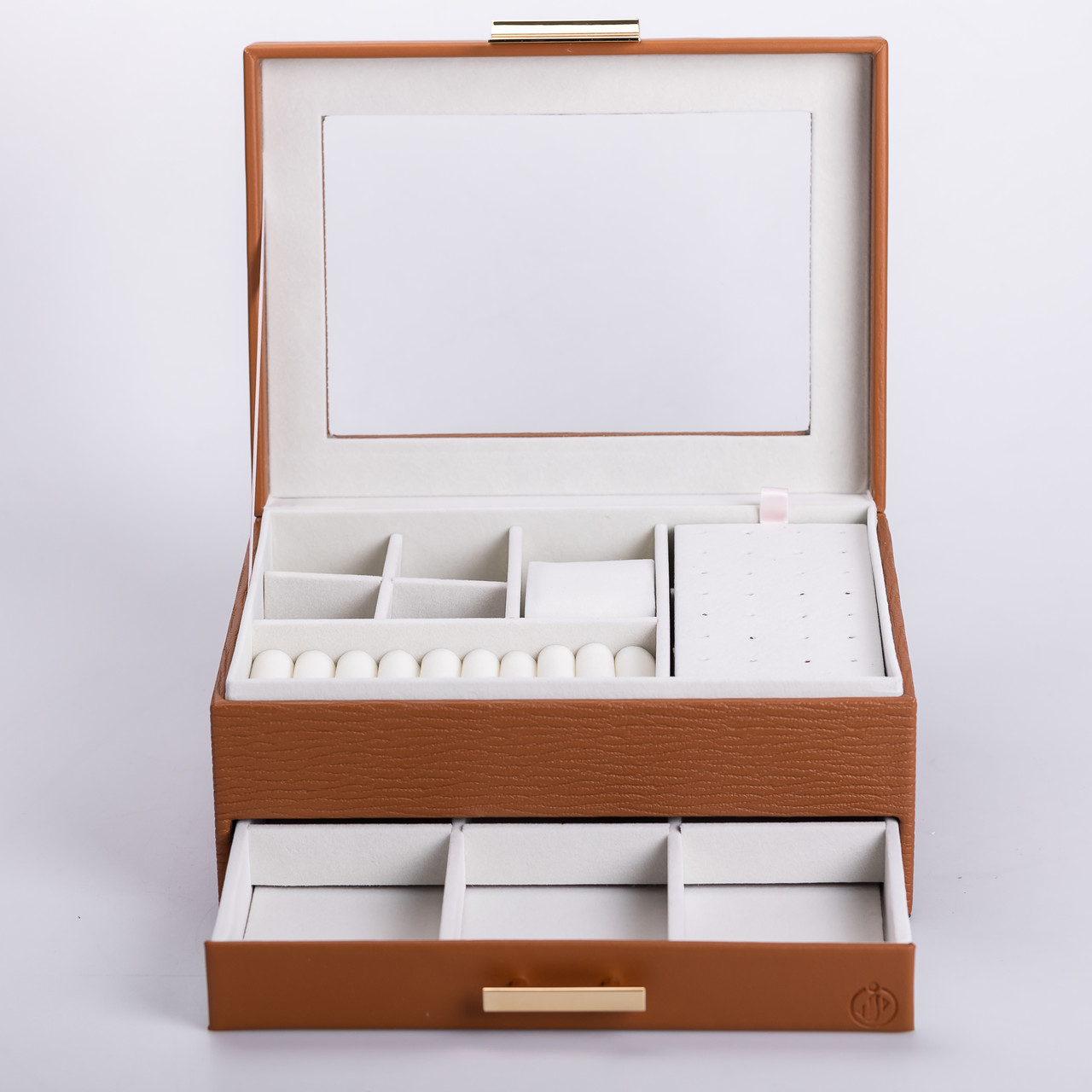 Скринька для прикрас з еко шкіри 2 яруси органайзер для ювелірних виробів