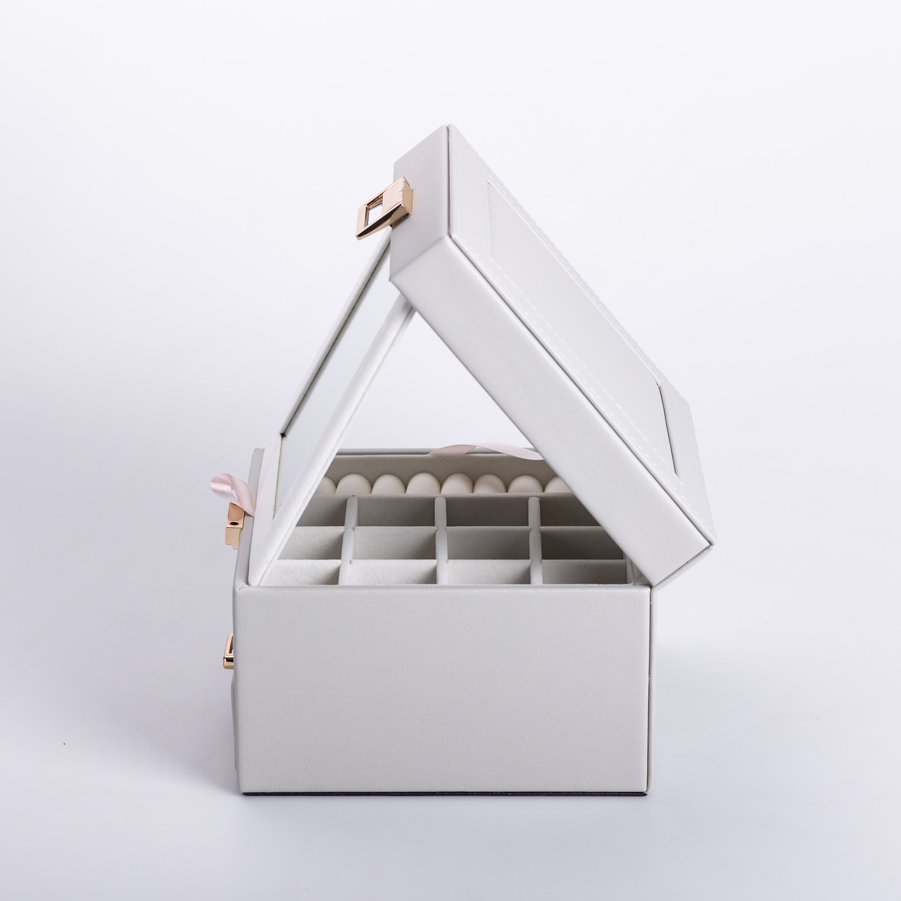 Скринька для прикрас з еко шкіри 2 яруси органайзер для ювелірних виробів