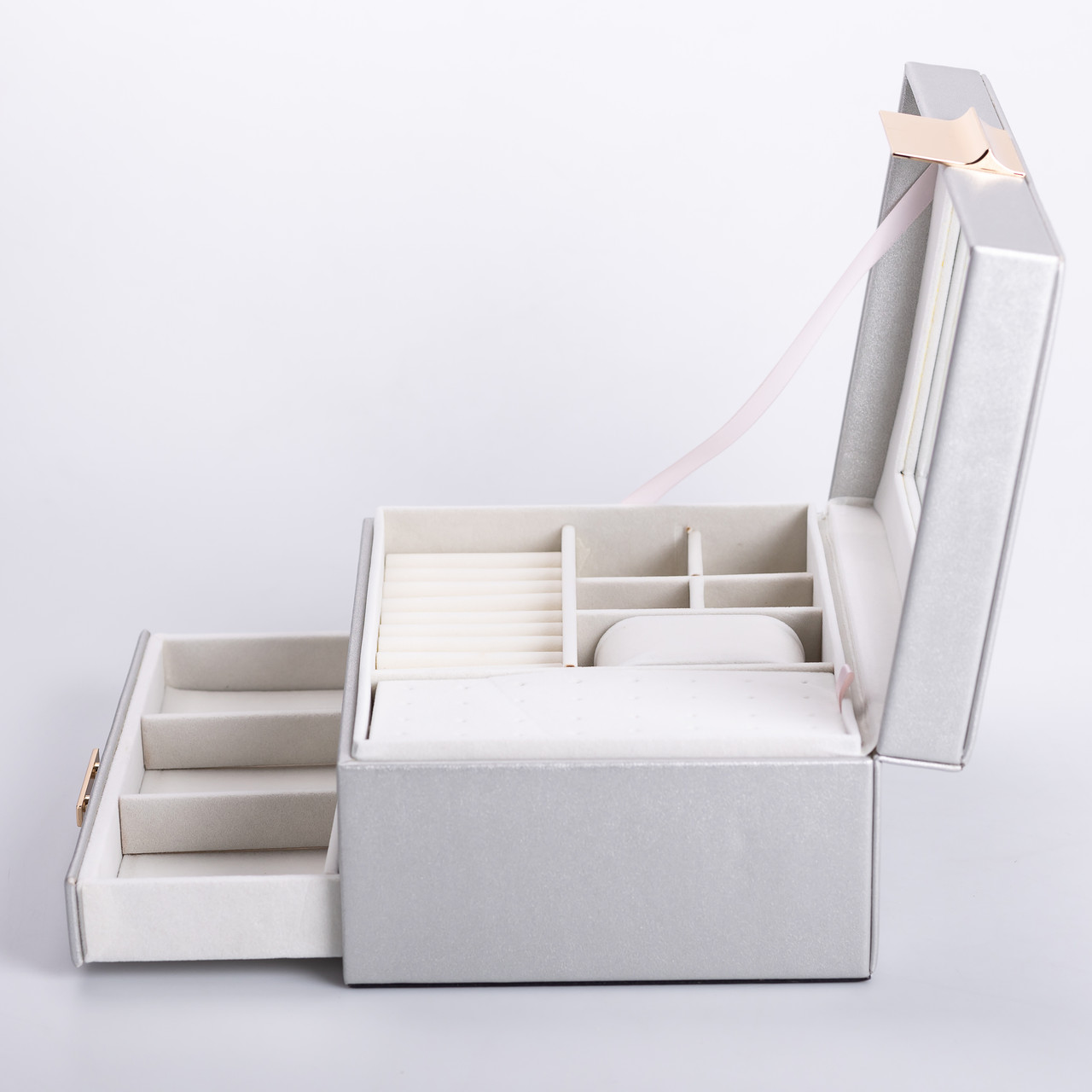 Скринька для прикрас з еко шкіри 2 яруси органайзер для ювелірних виробів