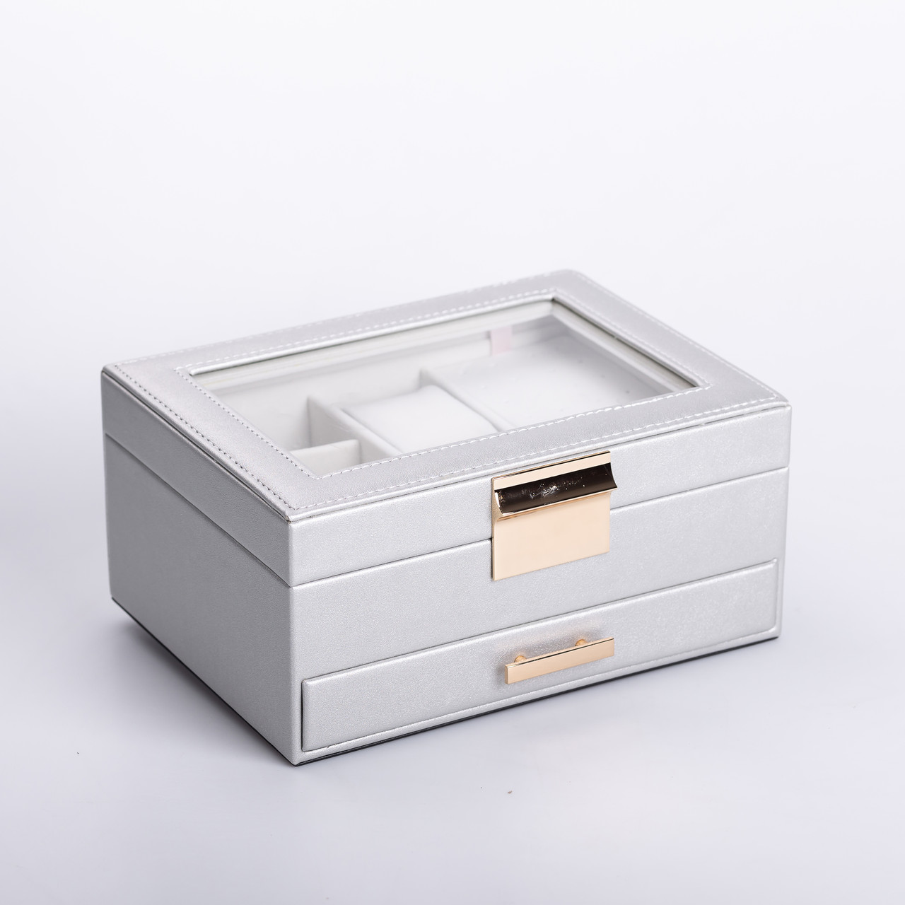 Скринька для прикрас з еко шкіри 2 яруси органайзер для ювелірних виробів