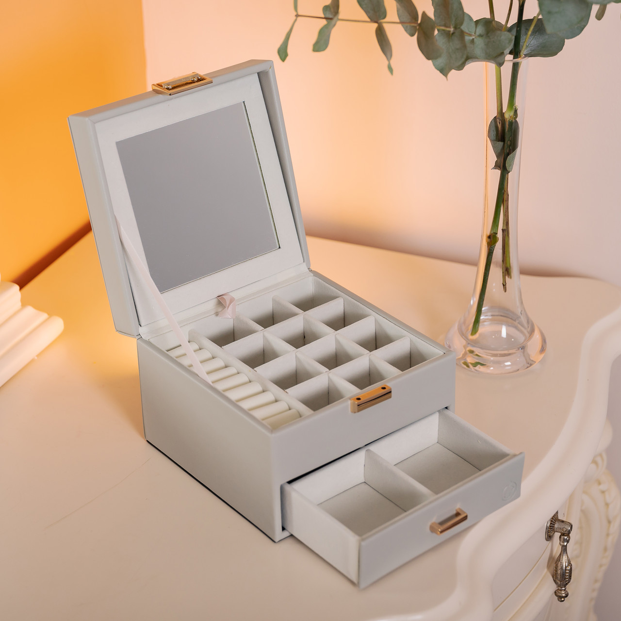 Скринька для прикрас з еко шкіри 2 яруси органайзер для ювелірних виробів