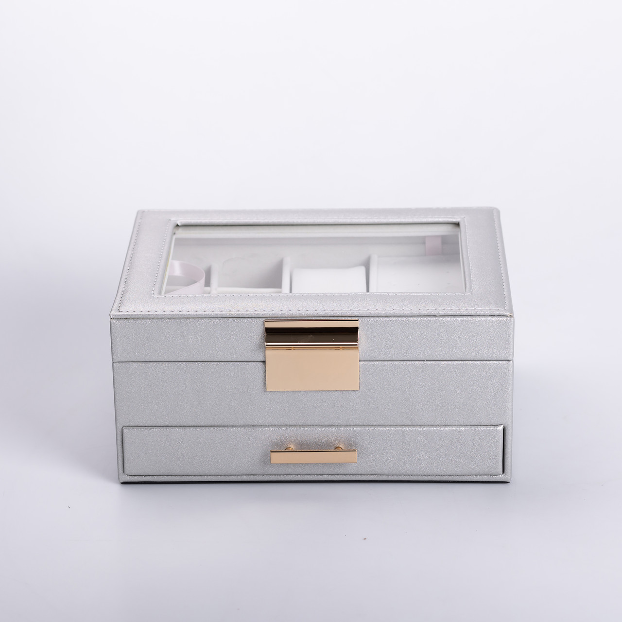 Скринька для прикрас з еко шкіри 2 яруси органайзер для ювелірних виробів