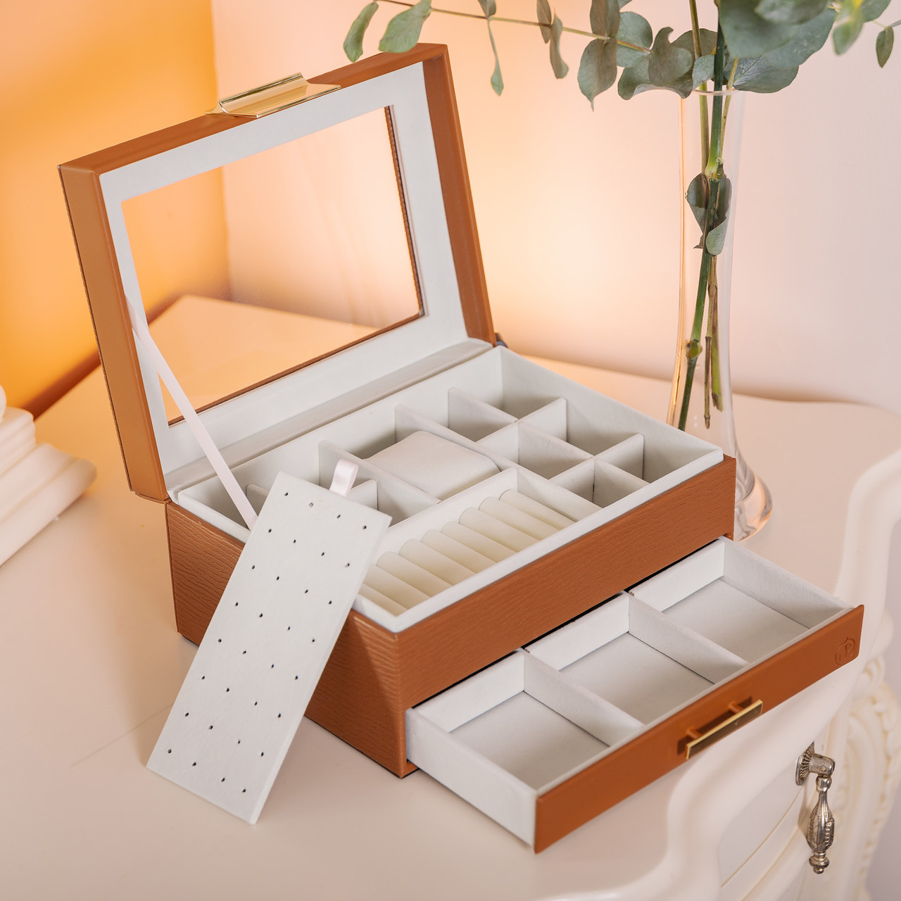 Скринька для прикрас з еко шкіри 2 яруси органайзер для ювелірних виробів