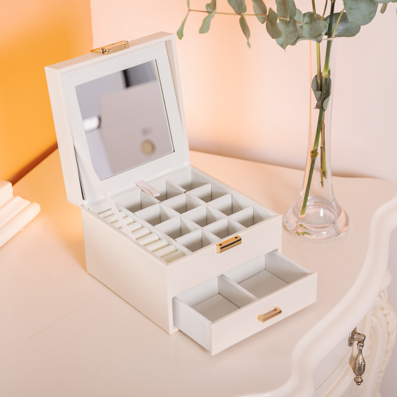 Скринька для прикрас з еко шкіри 2 яруси органайзер для ювелірних виробів