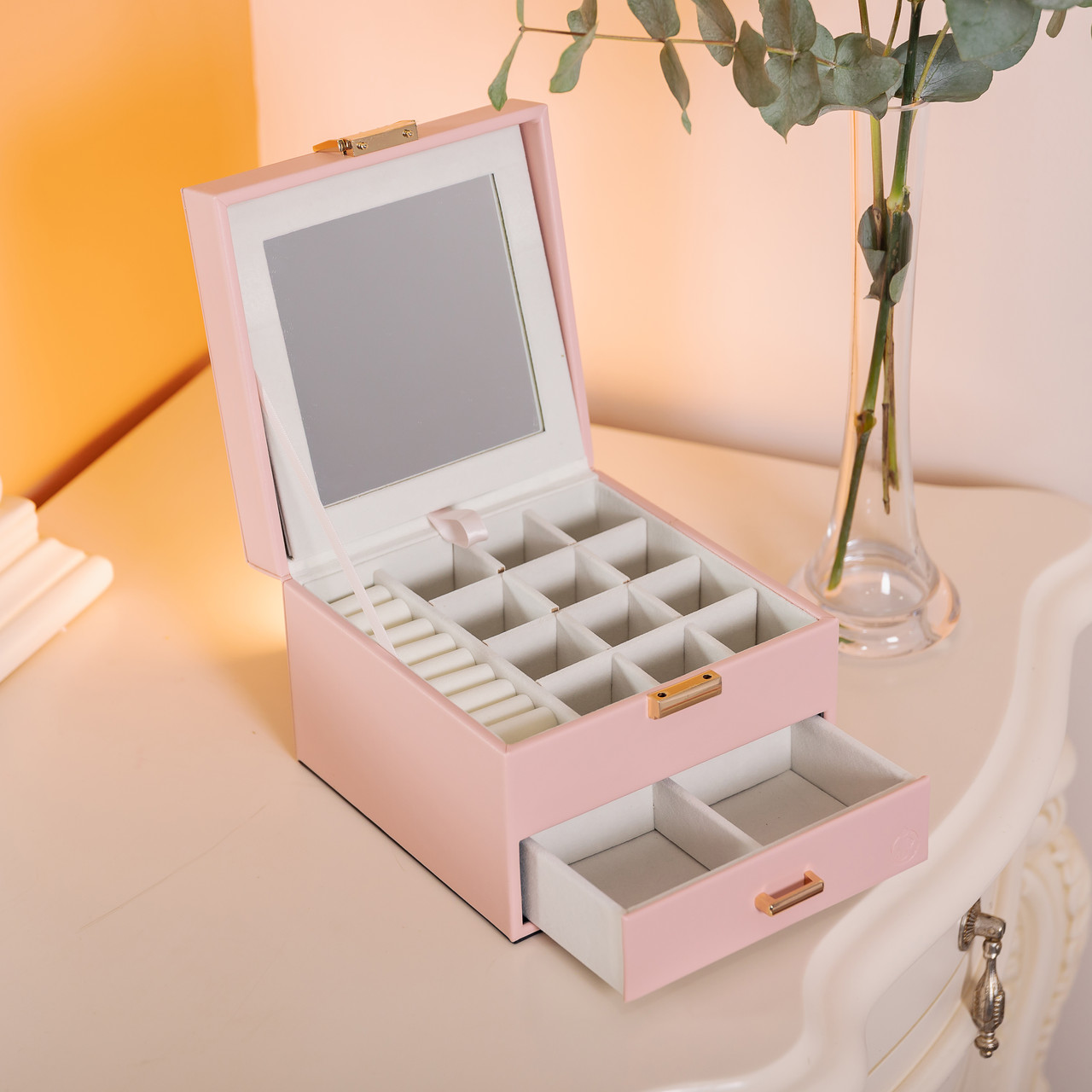 Скринька для прикрас з еко шкіри 2 яруси органайзер для ювелірних виробів