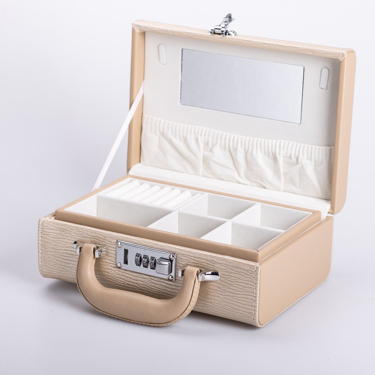 Скринька для прикрас з еко шкіри 2 яруси з кодовим замком органайзер для ювелірних виробів